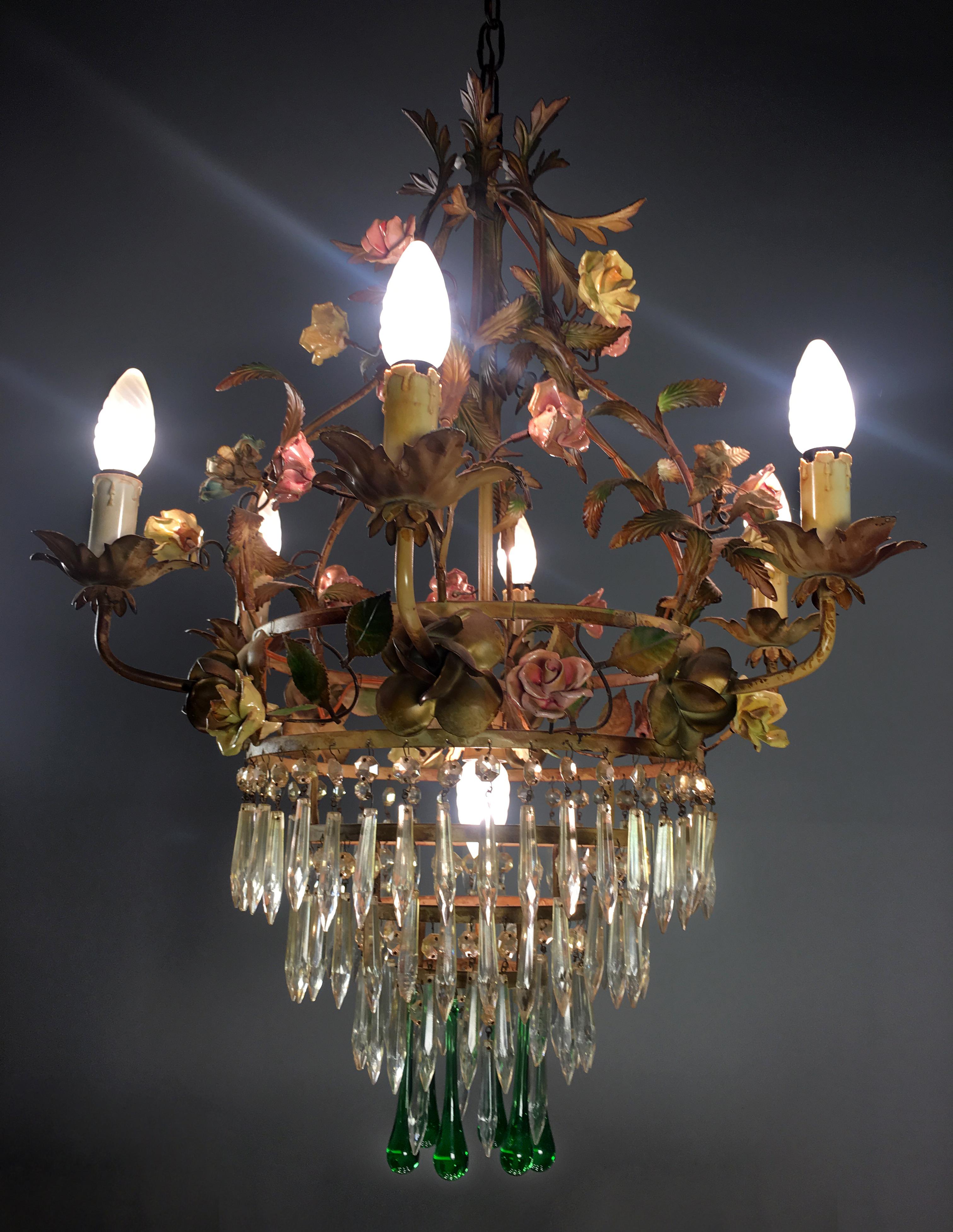 Mid-20th Century Fine Italian Chandelier, Murano, 1940 In Good Condition For Sale In Budapest, HU