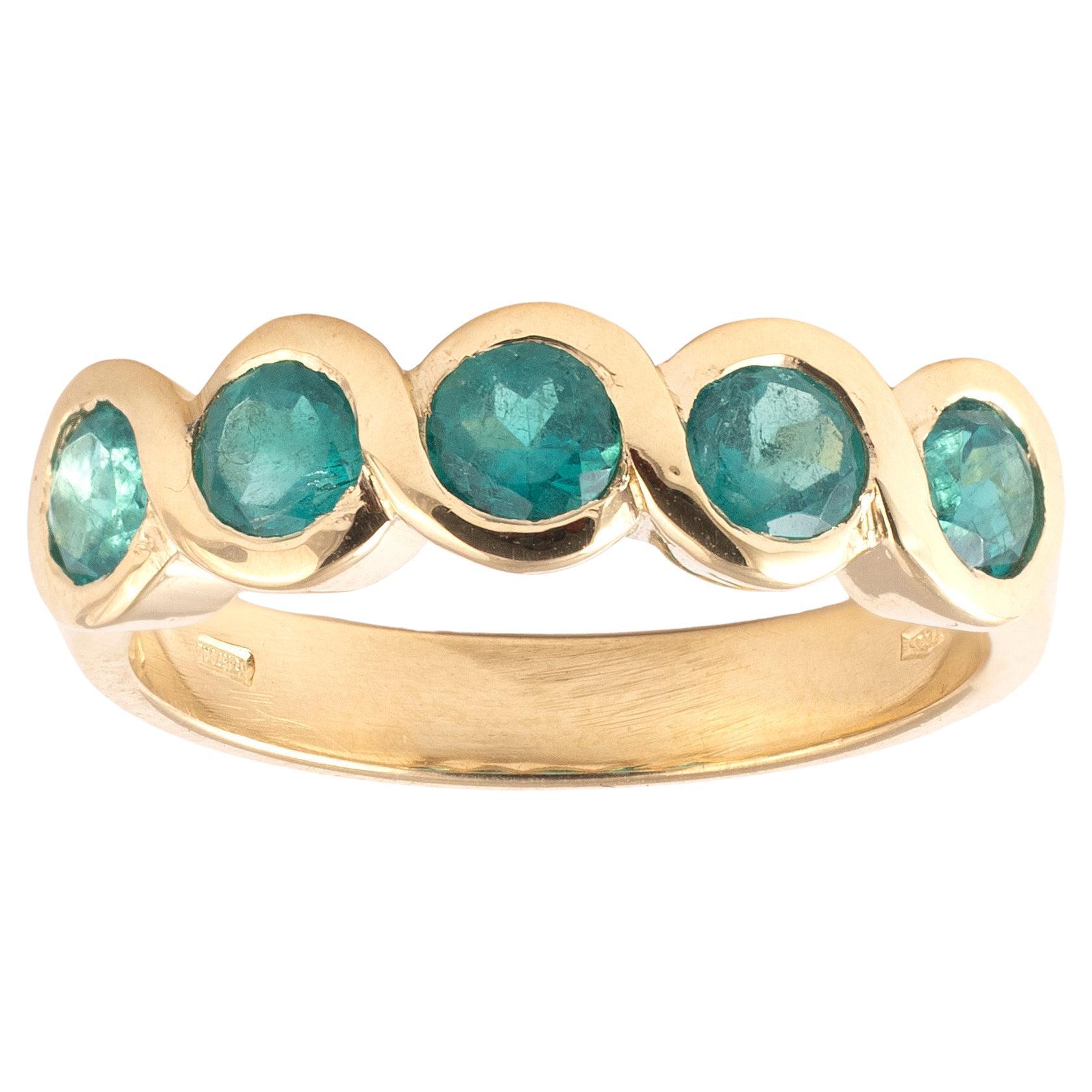 Mid-20th Century Five Stone Colombian Emerald Ring