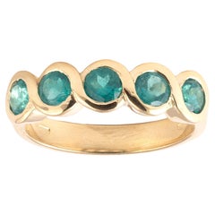 Mid-20th Century Five Stone Colombian Emerald Ring