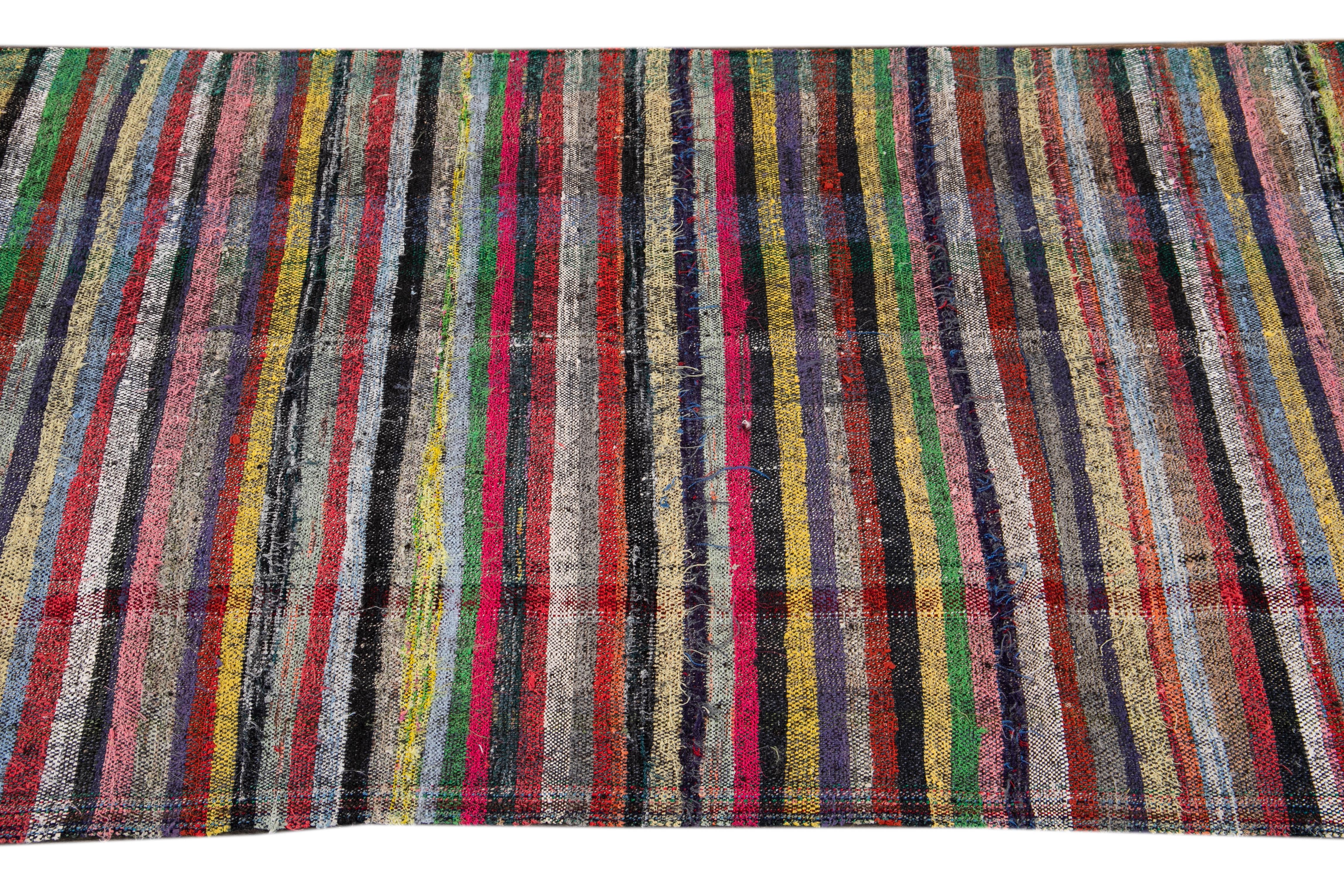 Mid-20th Century Flat-Weave Runner Rug For Sale 3