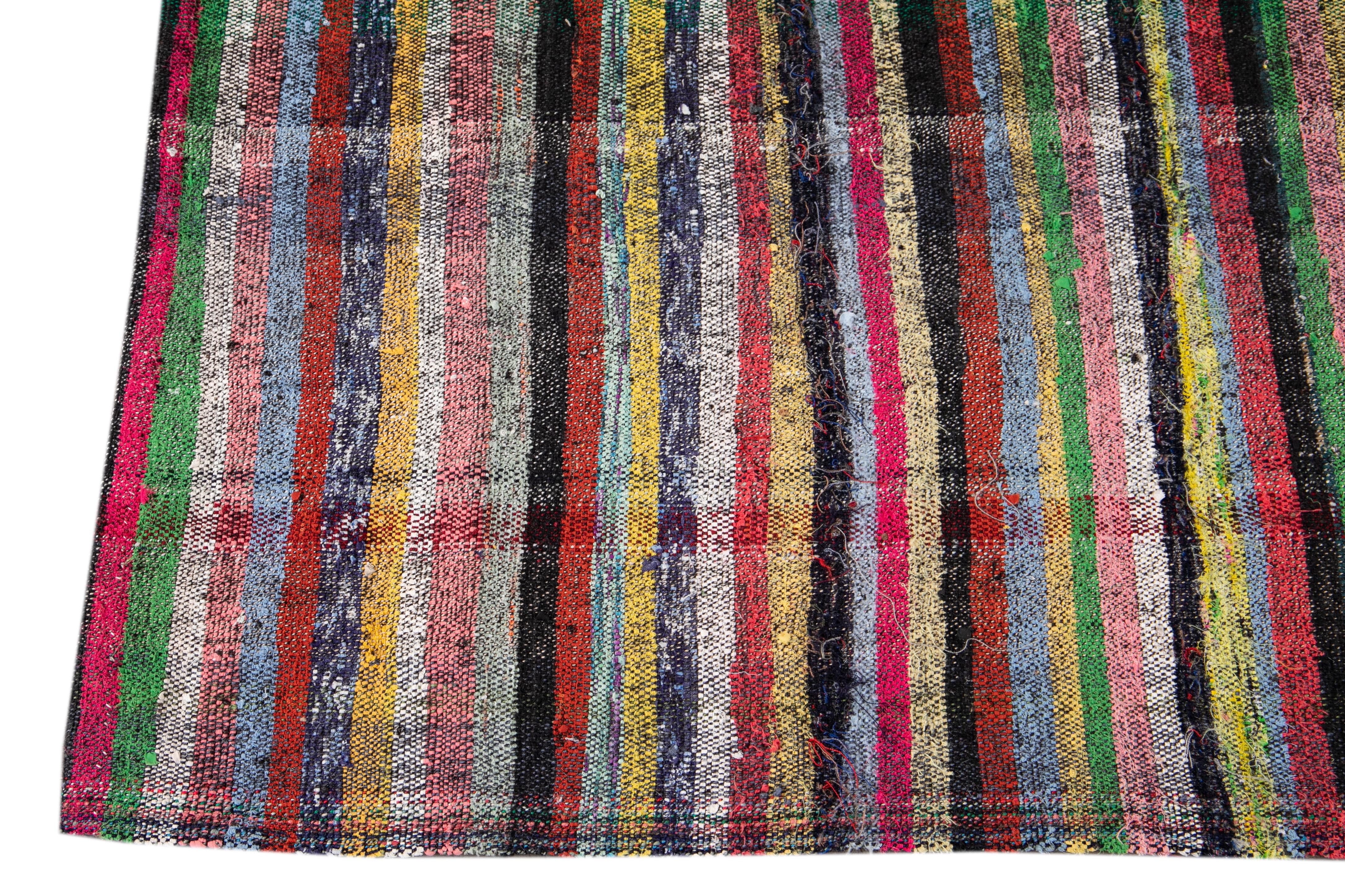 Wool Mid-20th Century Flat-Weave Runner Rug For Sale