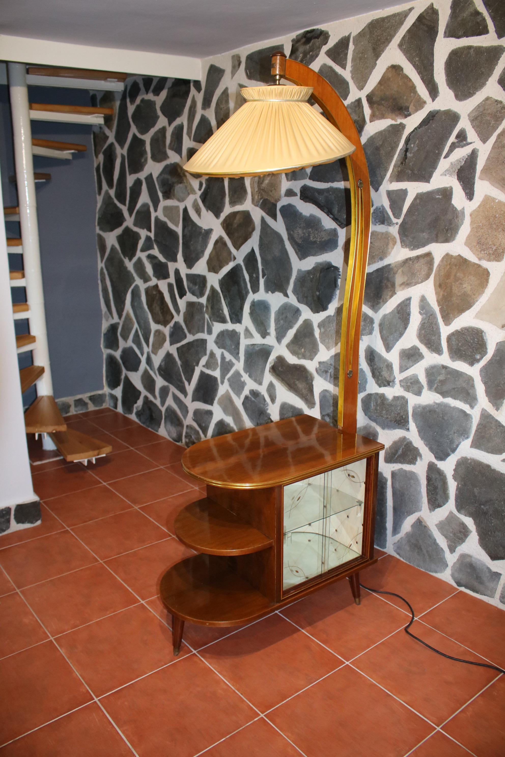 Mid-20th Century Mid 20th Century Floor Lamp With Built In Liquor Cabinet For Sale