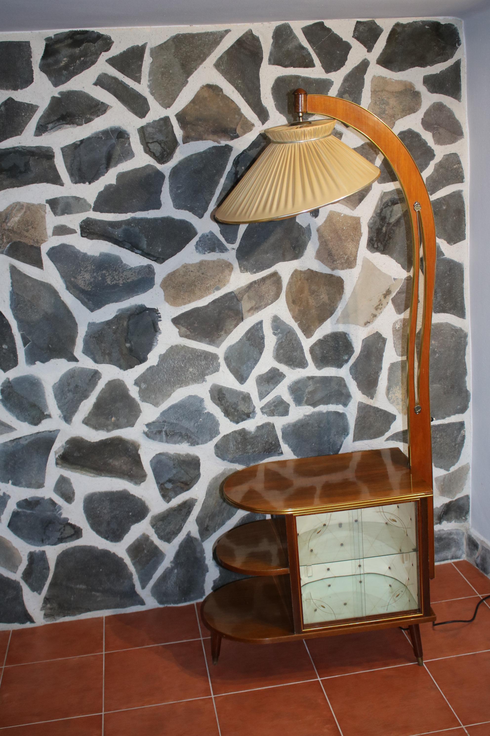 Cut Glass Mid 20th Century Floor Lamp With Built In Liquor Cabinet For Sale