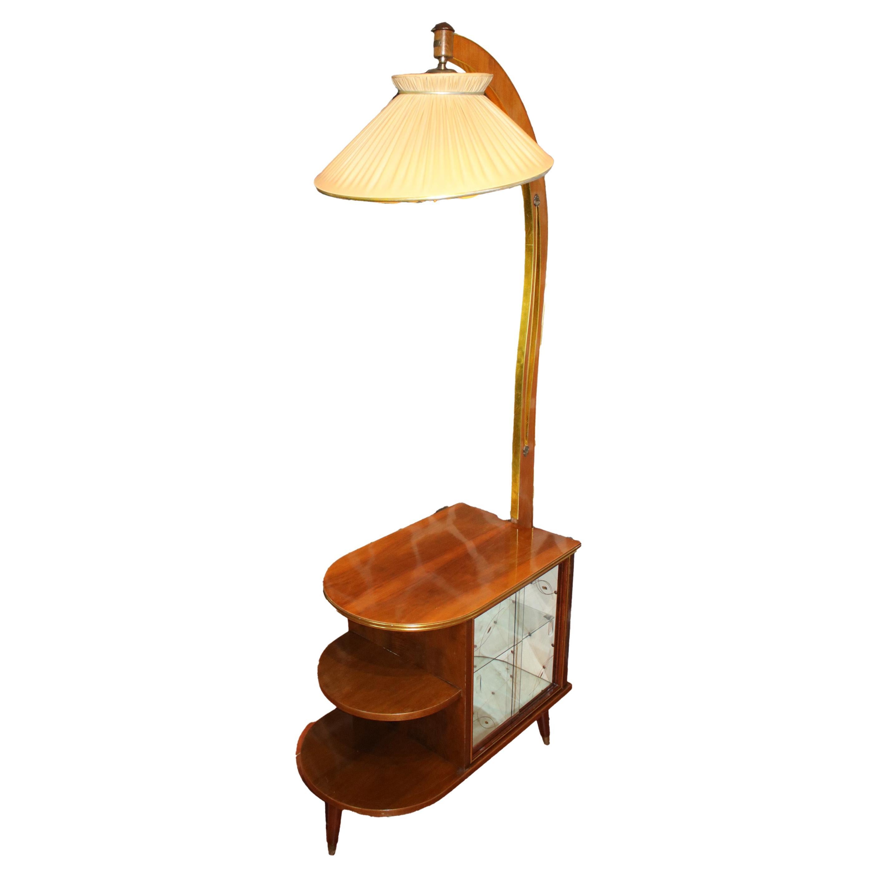 Mid 20th Century Floor Lamp With Built In Liquor Cabinet For Sale