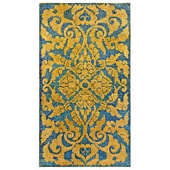 Vintage Doris Leslie Blau Collection Midcentury Floral Blue Yellow Chinese Wool Rug