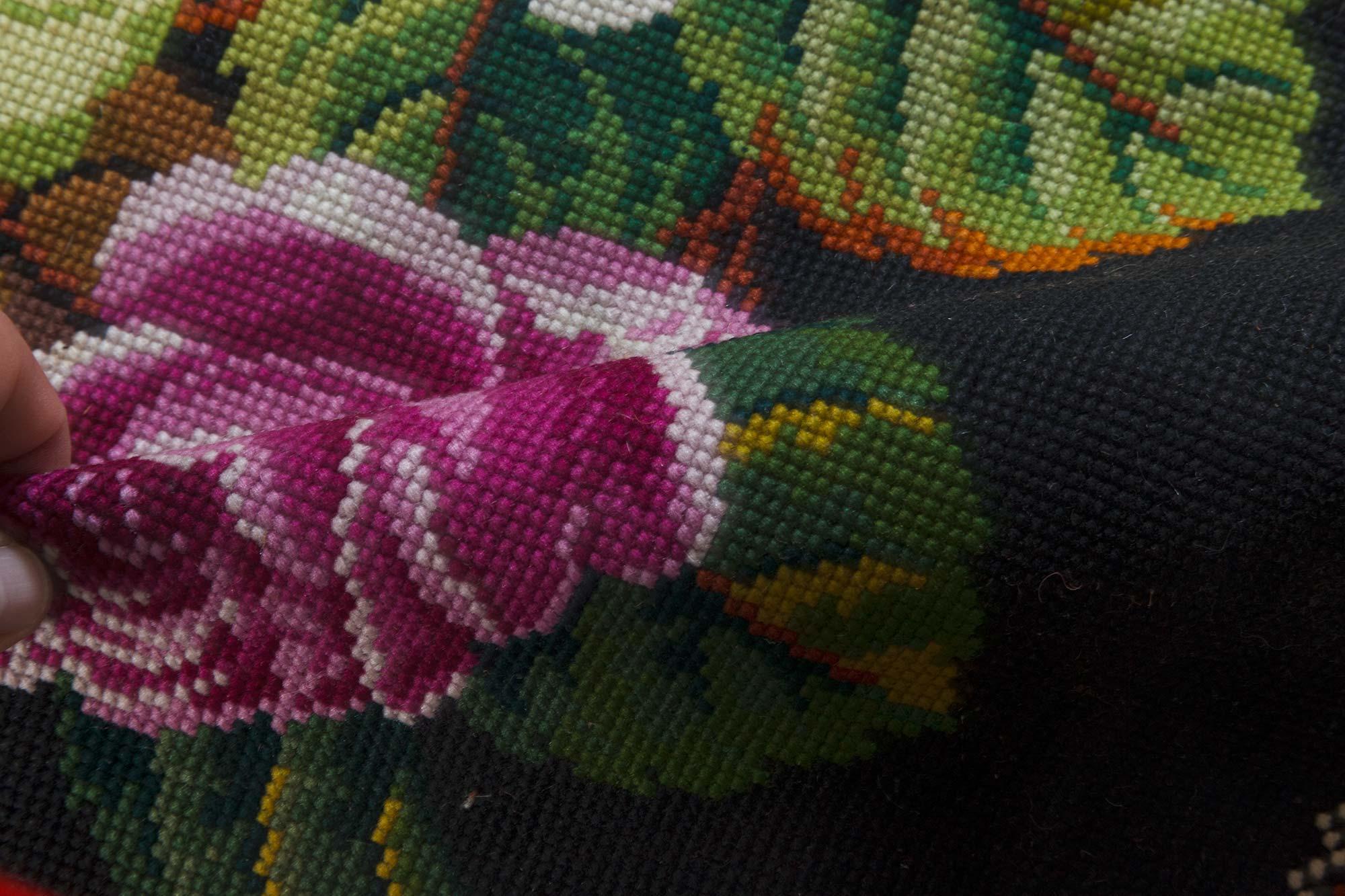 British Mid-20th Century Floral Needlework Rug For Sale