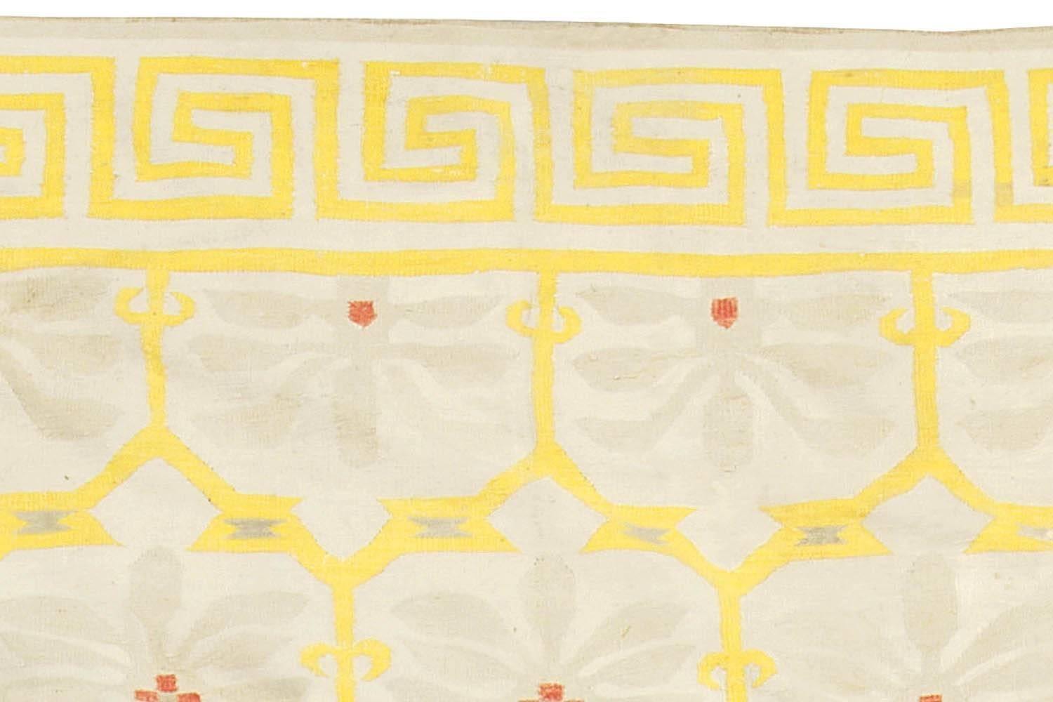 Hand-Woven Midcentury Floral Indian Dhurrie Cotton Rug For Sale