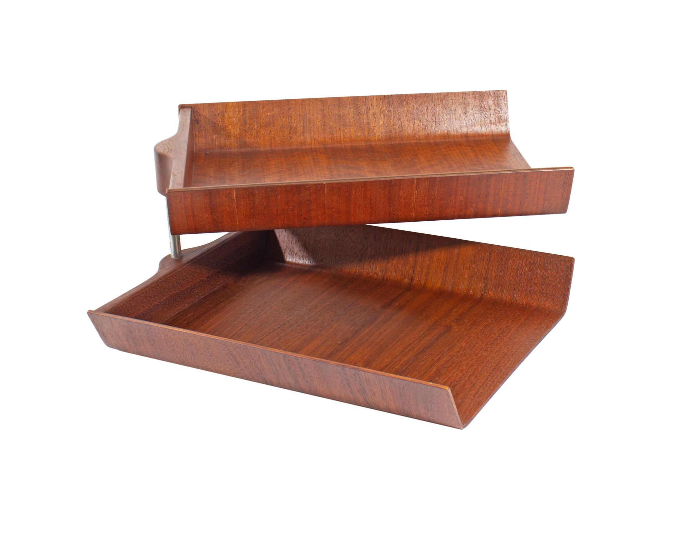 Mid-Century Modern Mid-20th Century Florence Knoll Molded Plywood Pivoting Letter Tray