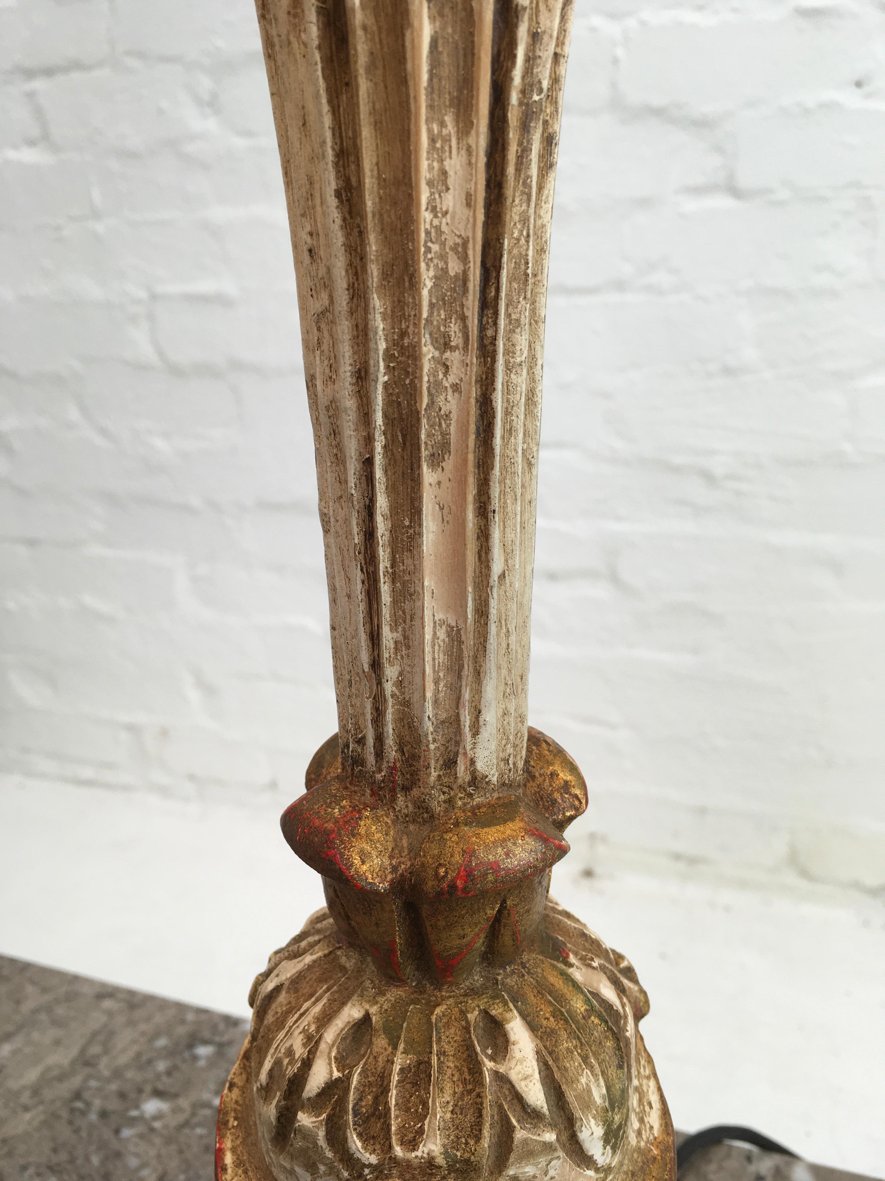 Mid-20th Century Florentine Giltwood Lamp with Original Shade Regency Style For Sale 8