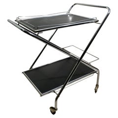 Mid 20th Century Folding Bar Cart in Chrome and Black by Richard, Circa 1960's