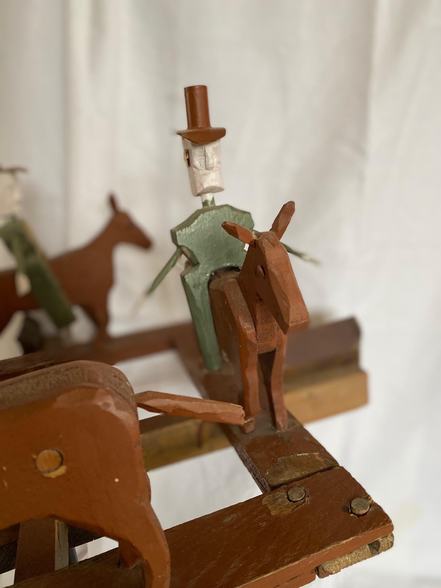 American Mid 20th Century Folk Art Cowboy Rodeo Whirligig For Sale