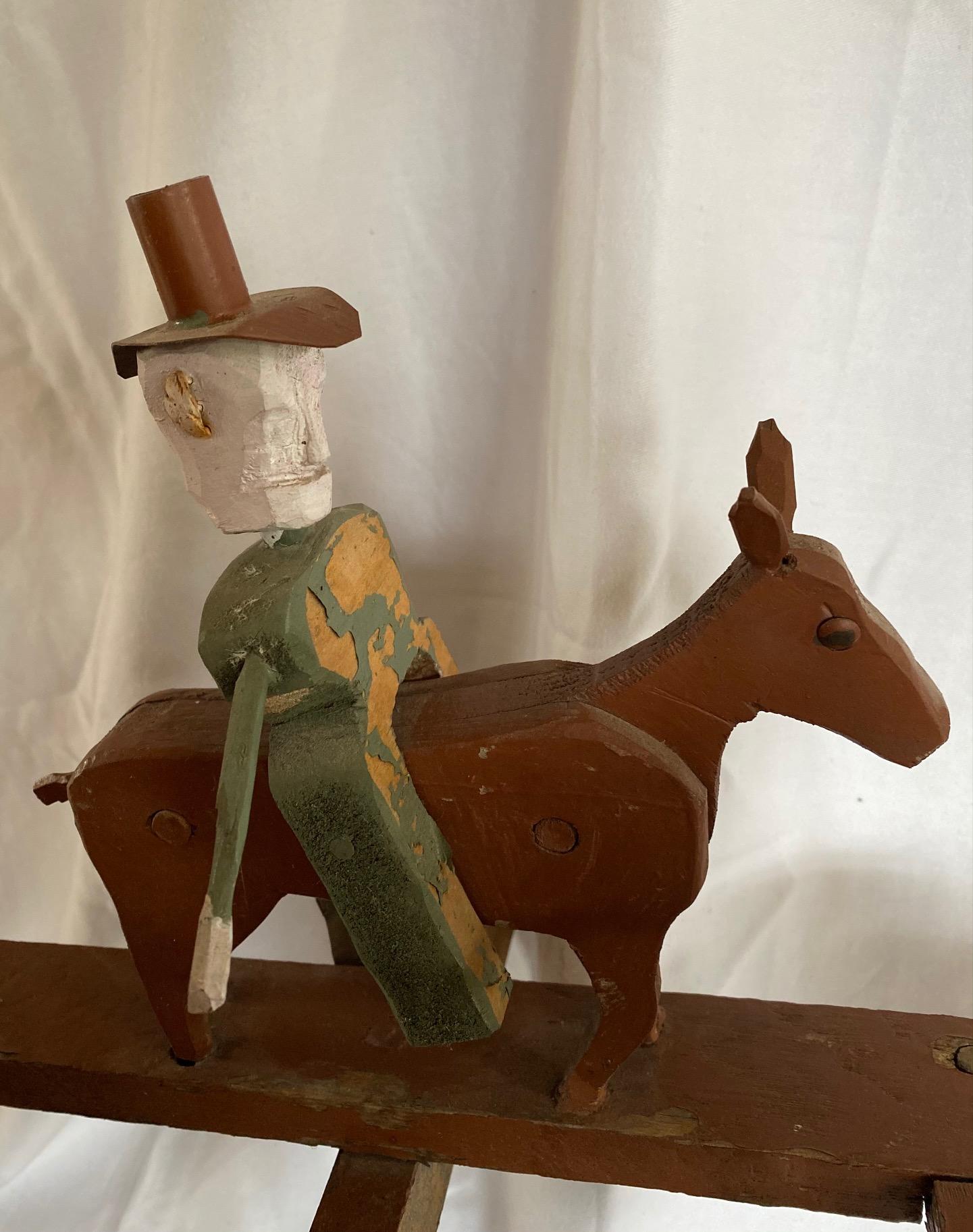 Mid 20th Century Folk Art Cowboy Rodeo Whirligig For Sale 1