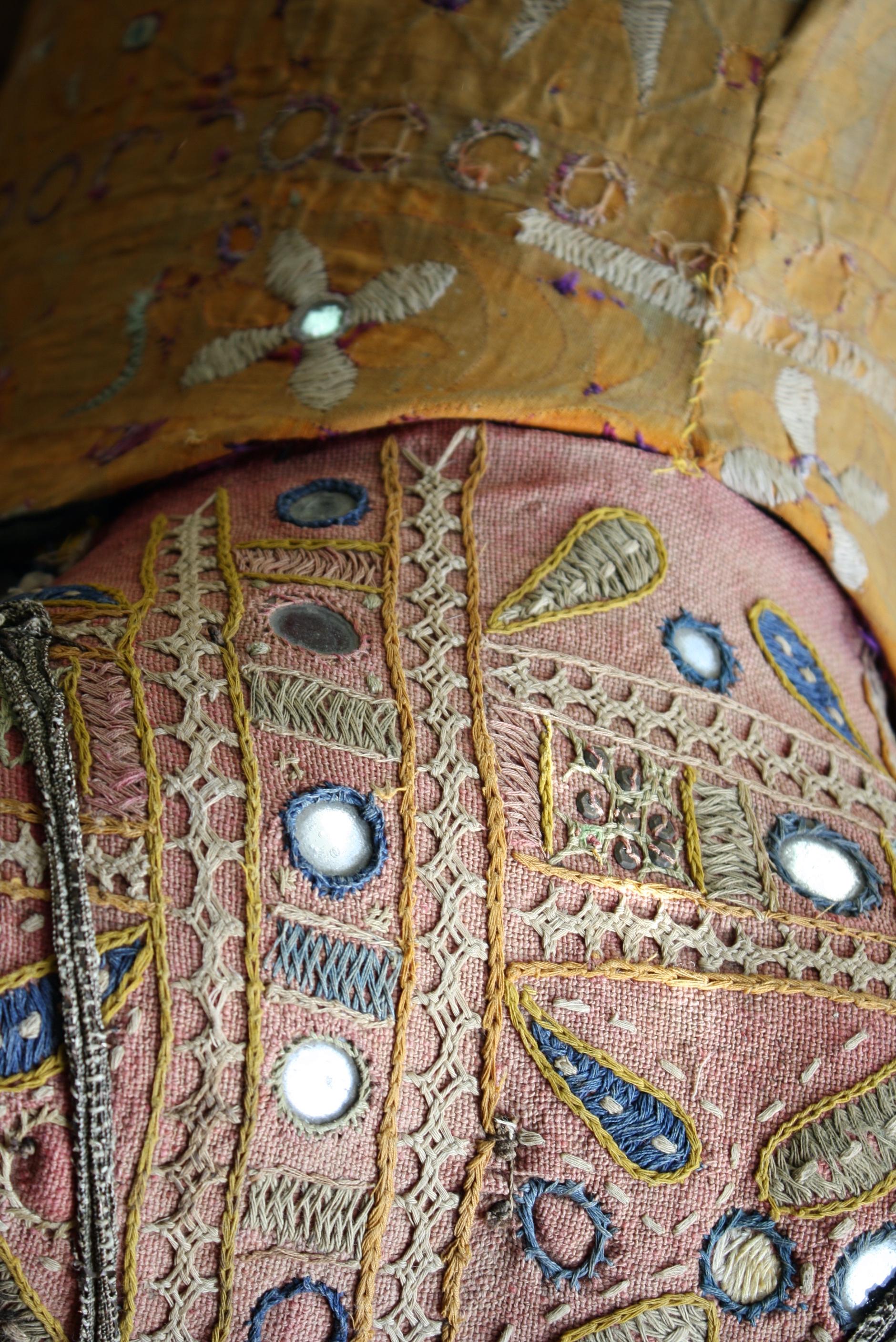 Mid-20th Century Folk Art Stuffed Indian Elephant Ottoman Foot Stool In Good Condition In Lowestoft, GB