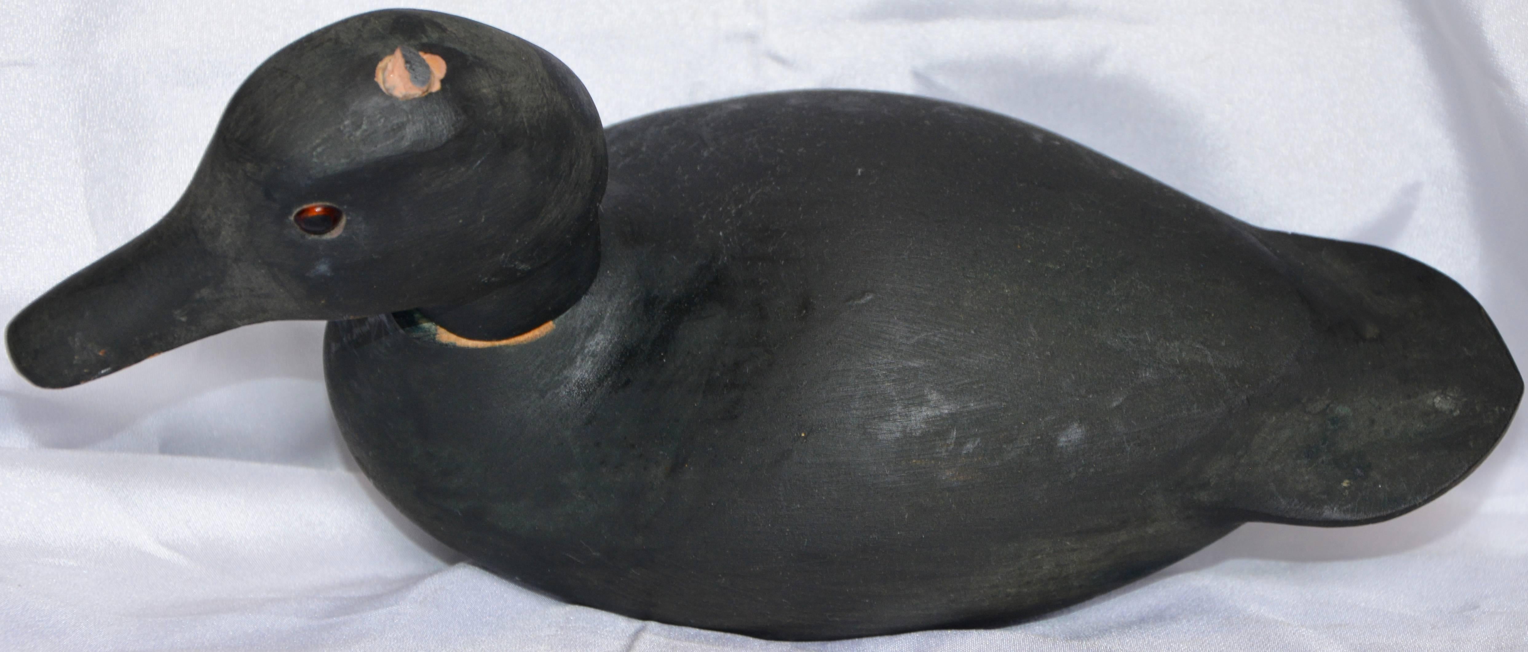 Hand-Carved Folk Art Wooden Duck Decoy, Mid-20th Century For Sale