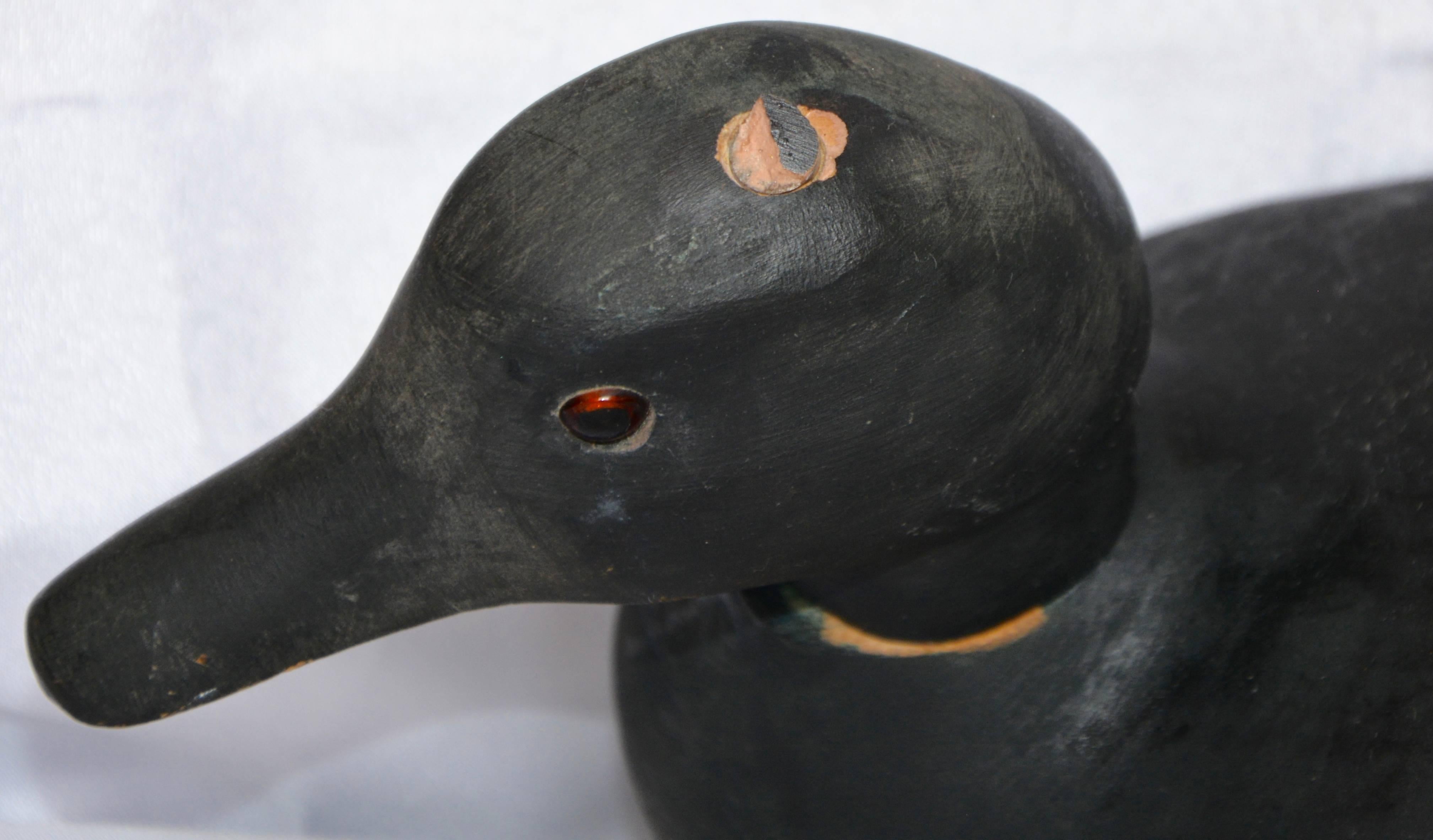 Folk Art Wooden Duck Decoy, Mid-20th Century In Fair Condition For Sale In Cookeville, TN