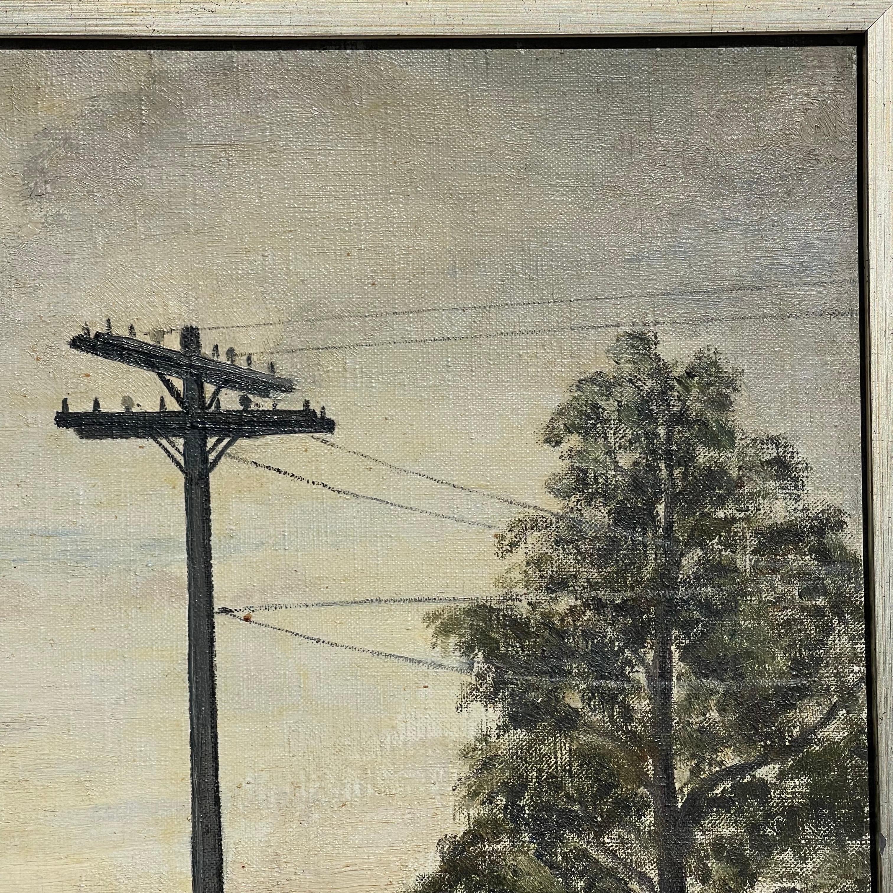 Mid-20th Century Folk Art WPA Style Oil on Canvas Painting, Pelham Bay Park For Sale 4