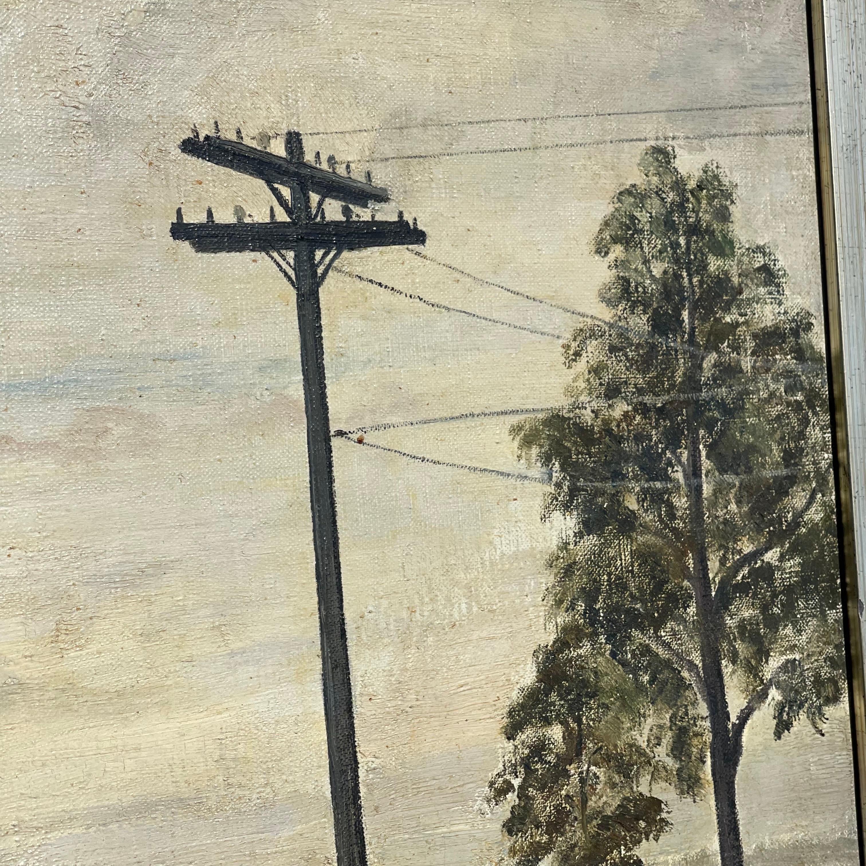 Mid-20th Century Folk Art WPA Style Oil on Canvas Painting, Pelham Bay Park For Sale 5