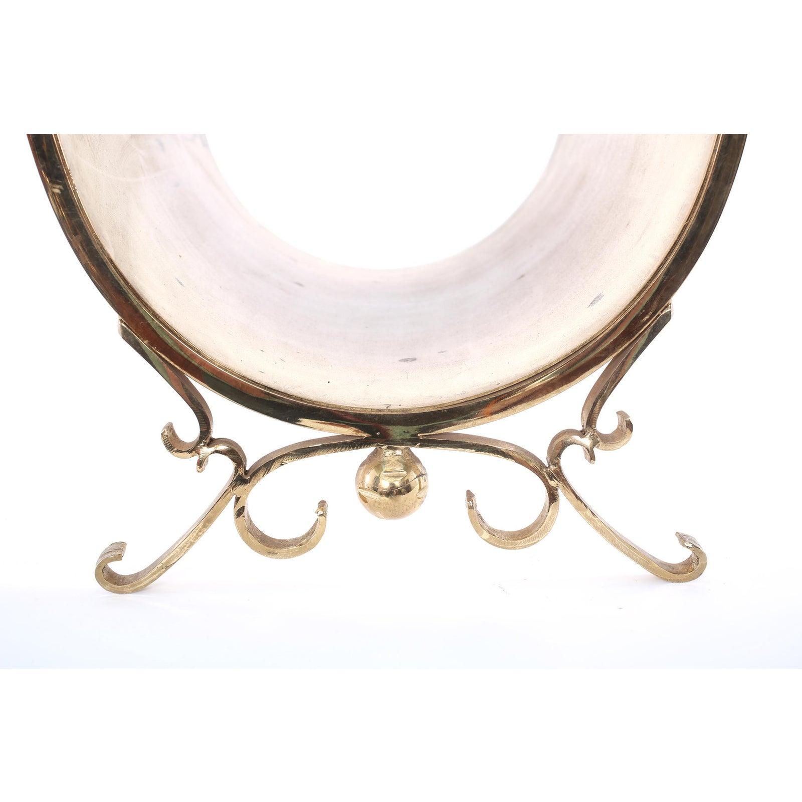 Mid-20th Century Footed Solid Brass Fire Logs Holder 1