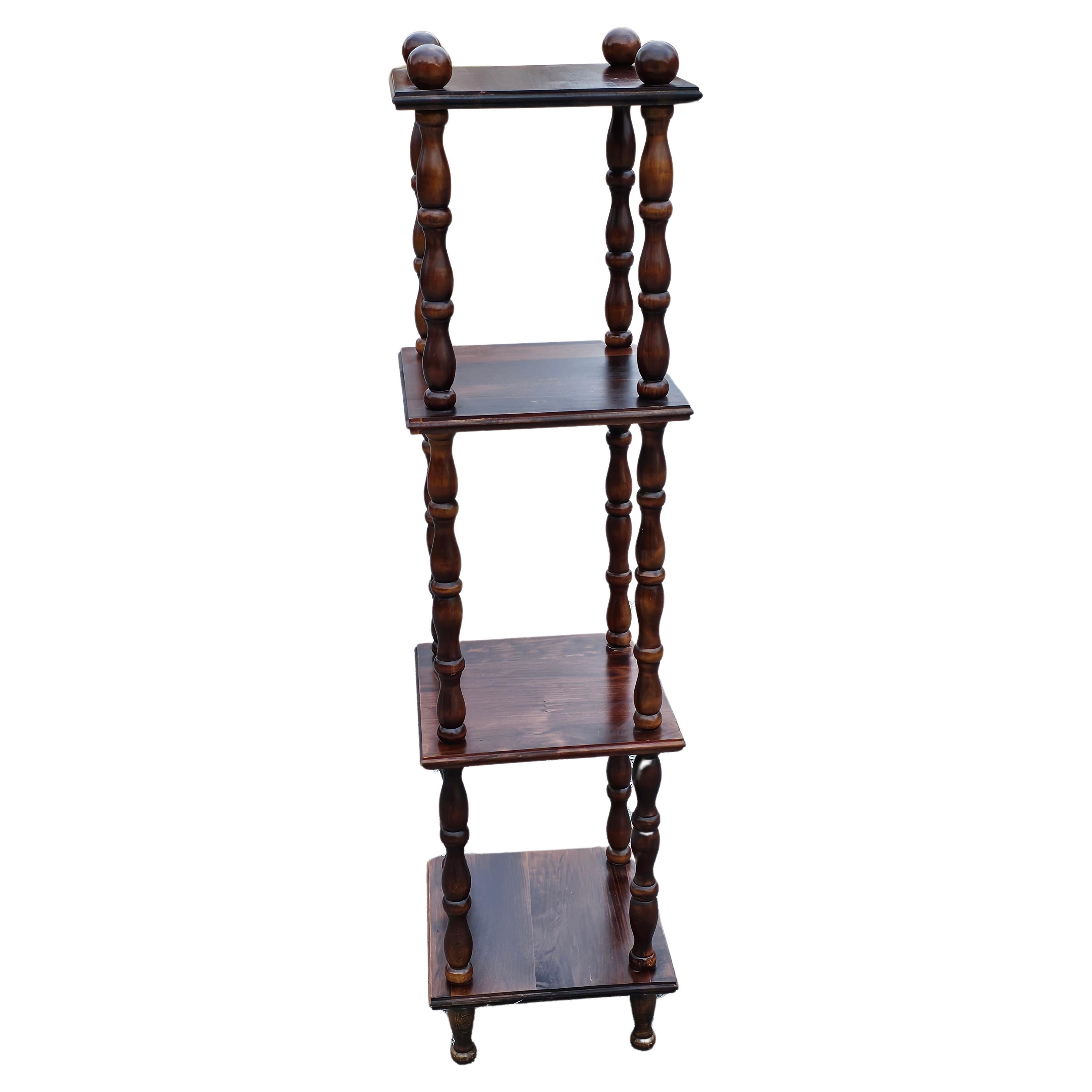 A Mid 20th Century Four Tier  Stained Walnut Etagere. Measures 12