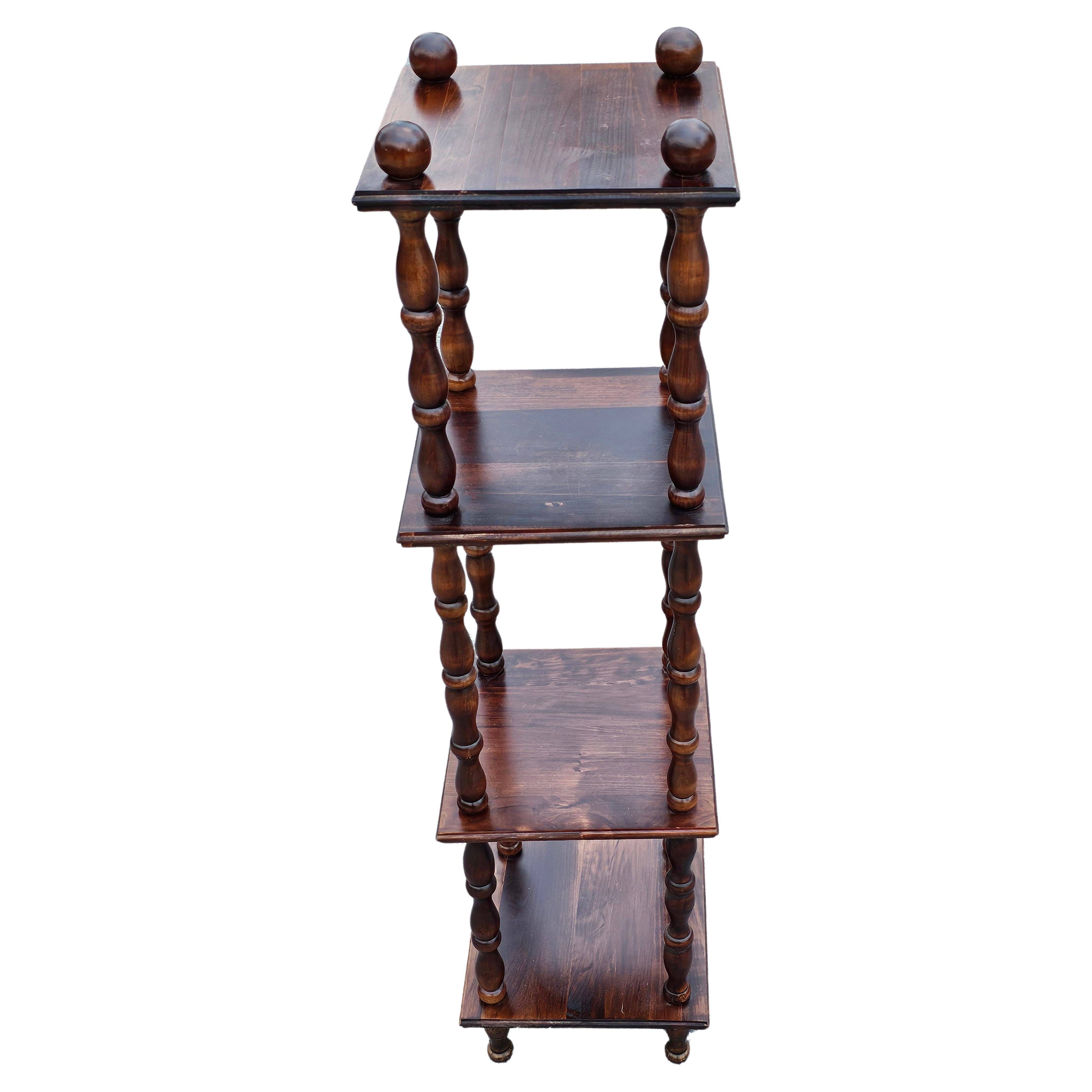 Mid-Century Modern Mid 20th Century Four Tier Stained Walnut Etagere For Sale
