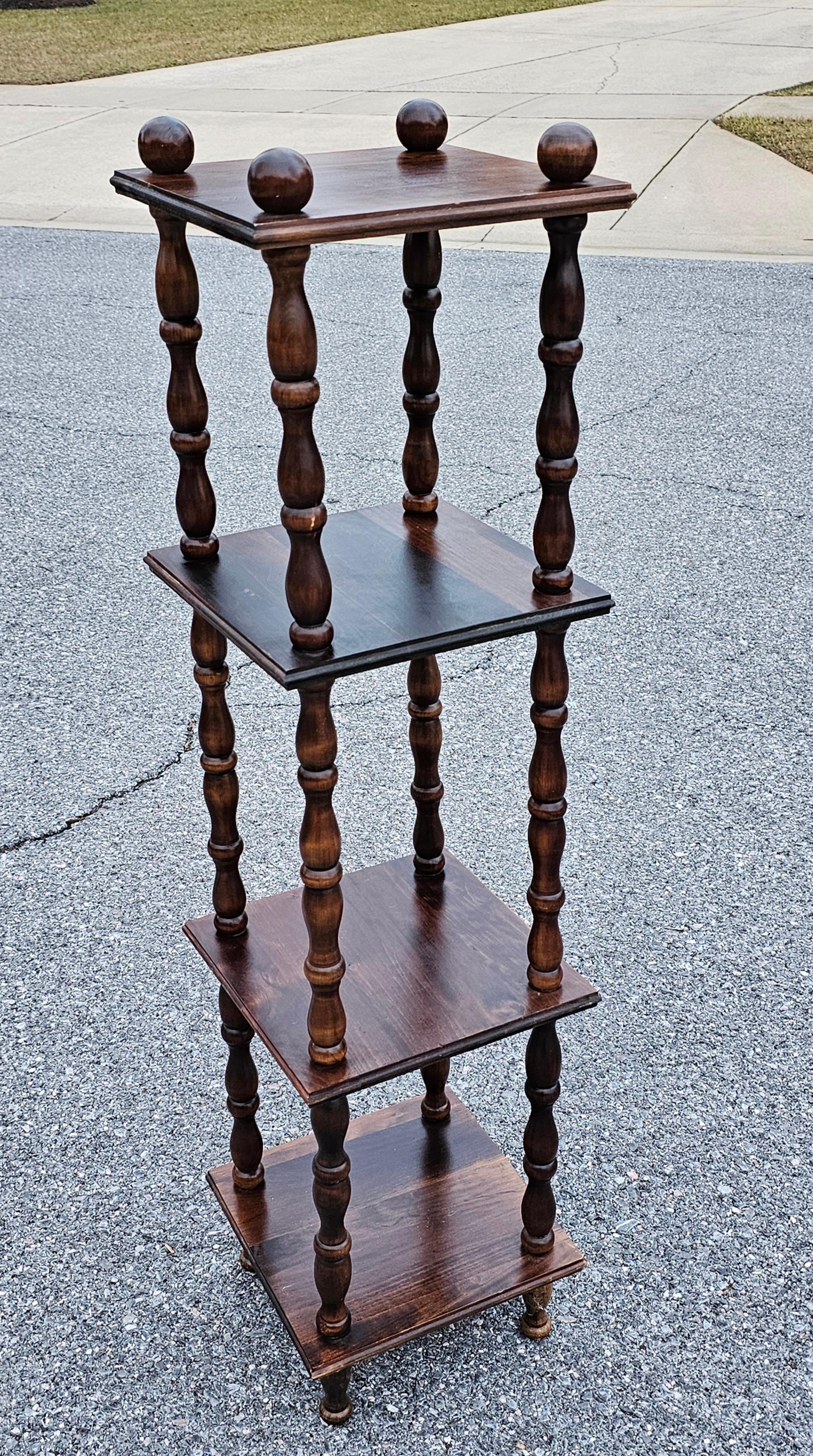 Mid 20th Century Four Tier Stained Walnut Etagere In Good Condition For Sale In Germantown, MD
