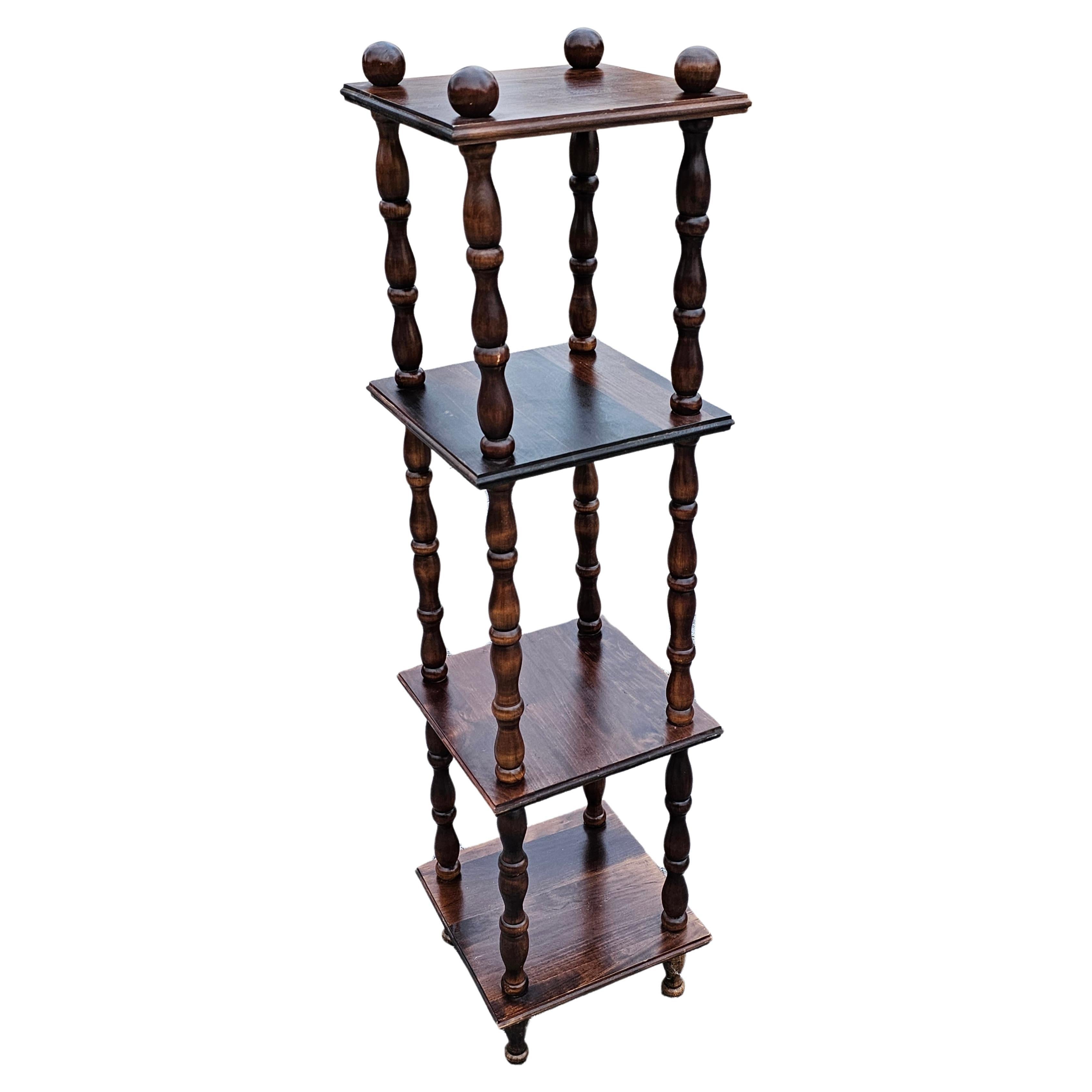 Mid 20th Century Four Tier Stained Walnut Etagere For Sale