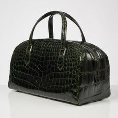 20th Century Forest Green Crocodile Luggage Holdall