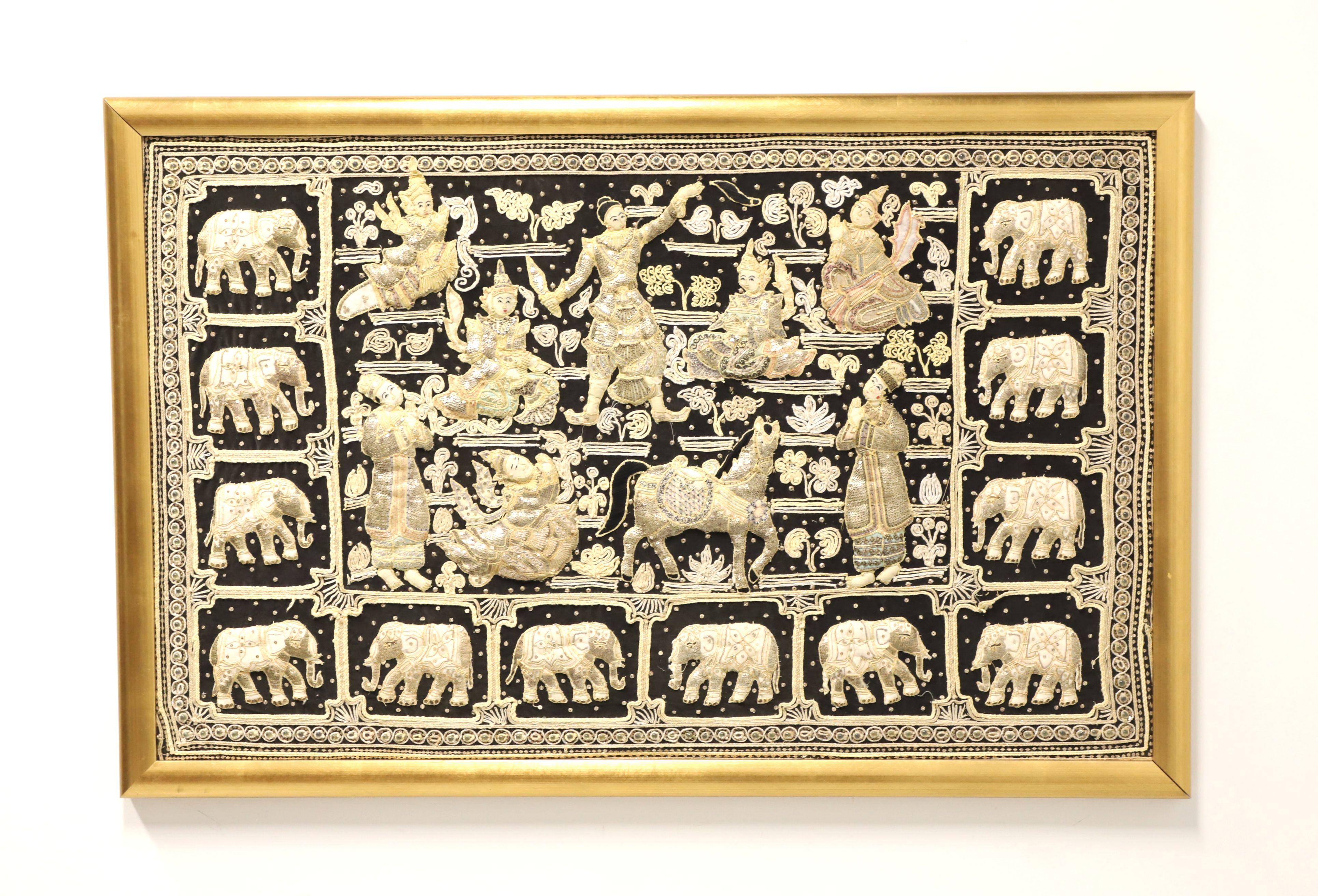 Mid 20th Century Framed Burmese Kalaga Tapestry 10