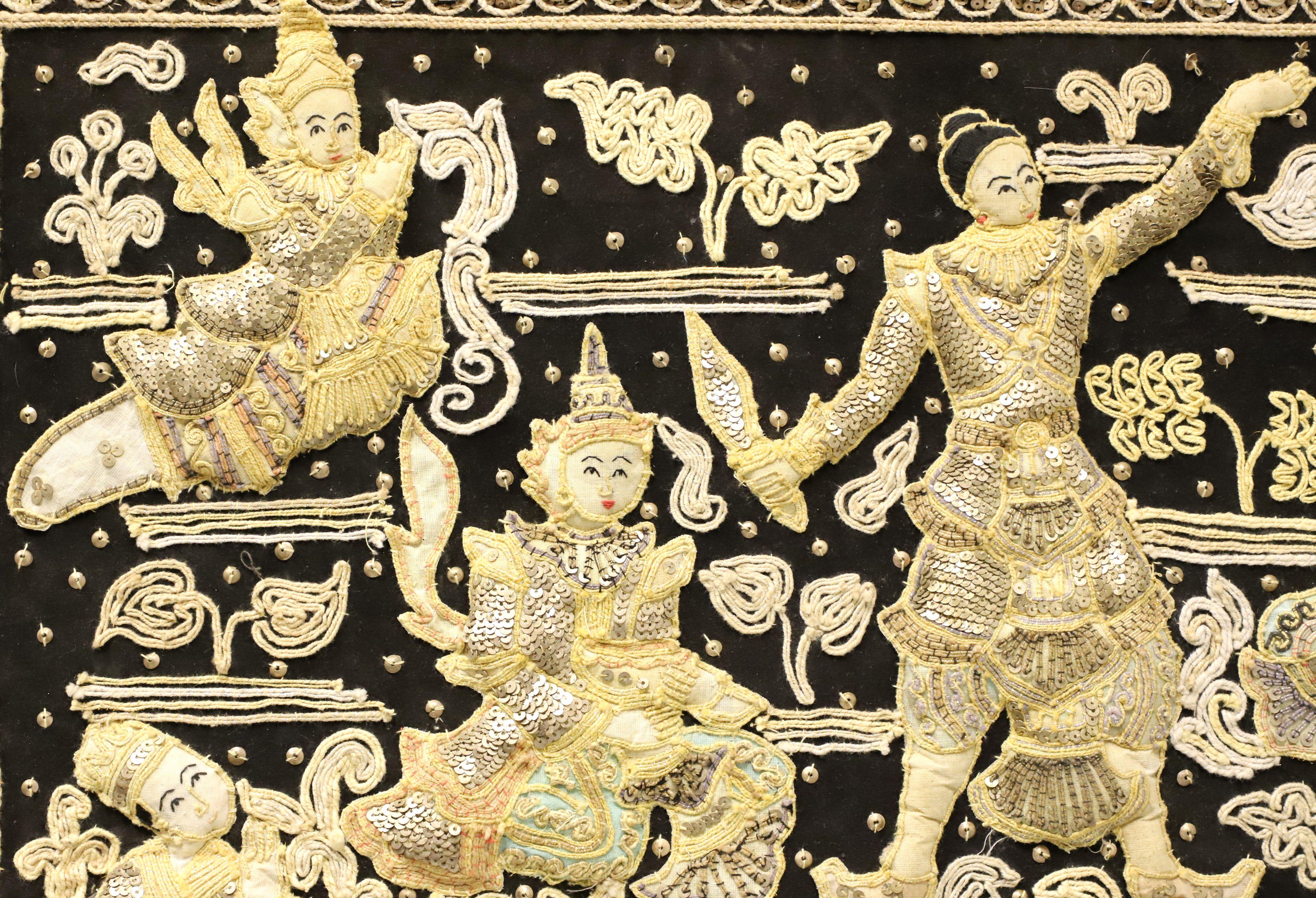 Other Mid 20th Century Framed Burmese Kalaga Tapestry