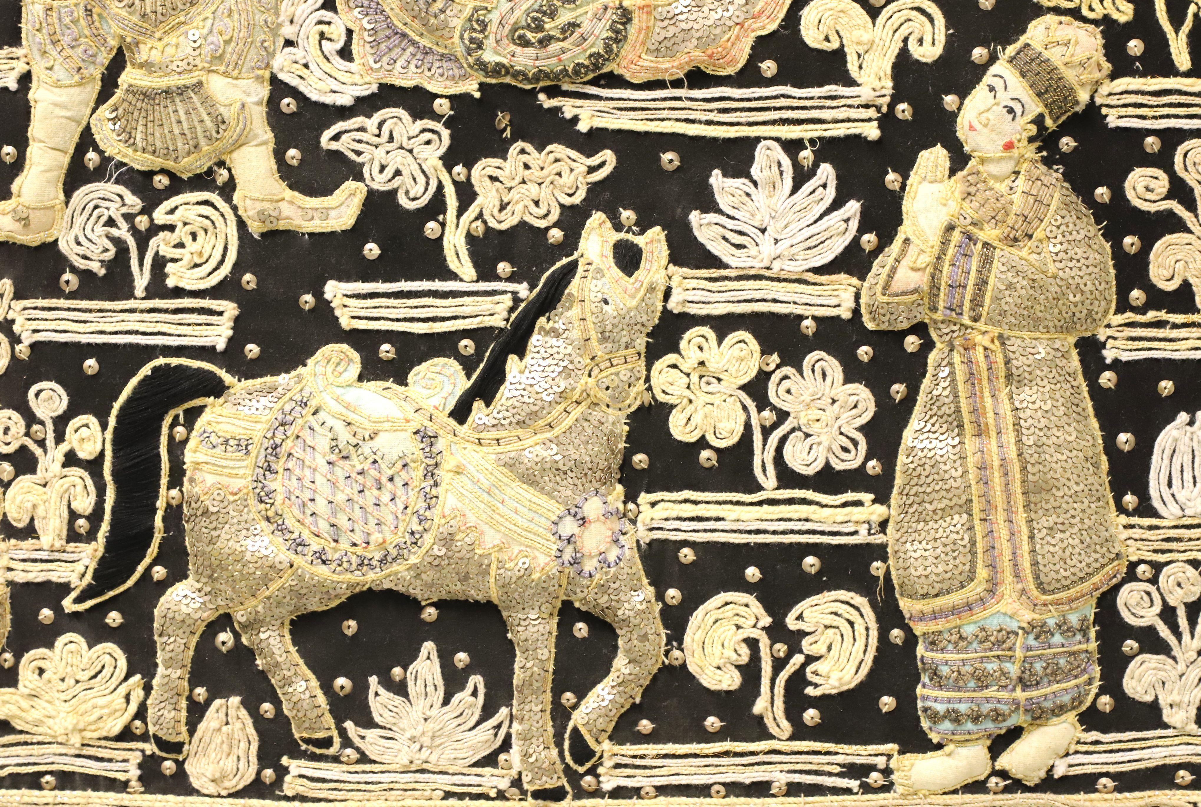 Mid 20th Century Framed Burmese Kalaga Tapestry 1