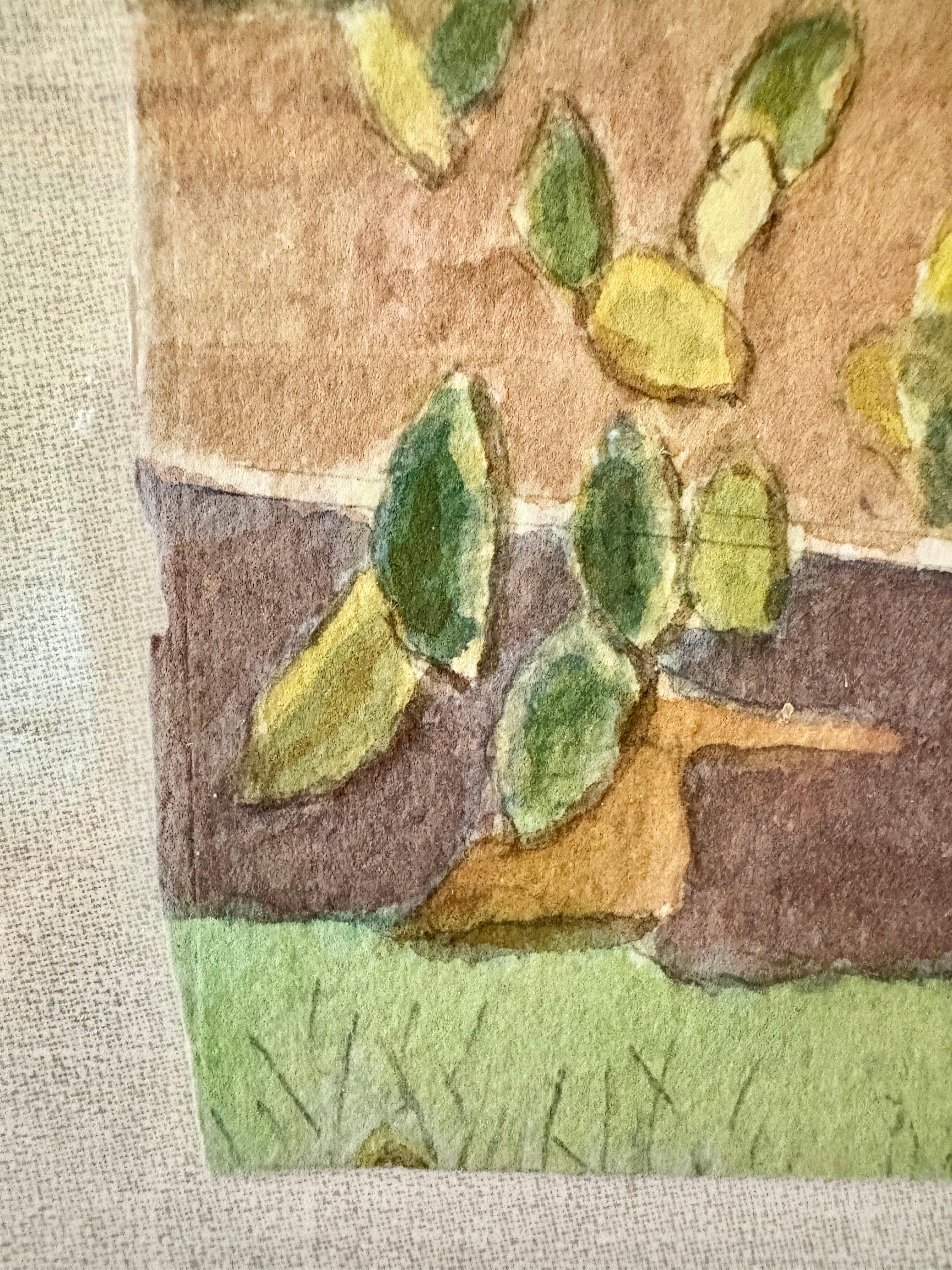 Mitte des 20. Jahrhunderts gerahmte französische Aquarellmalerei von Roquebrune a-M Le Chateau im Angebot 3