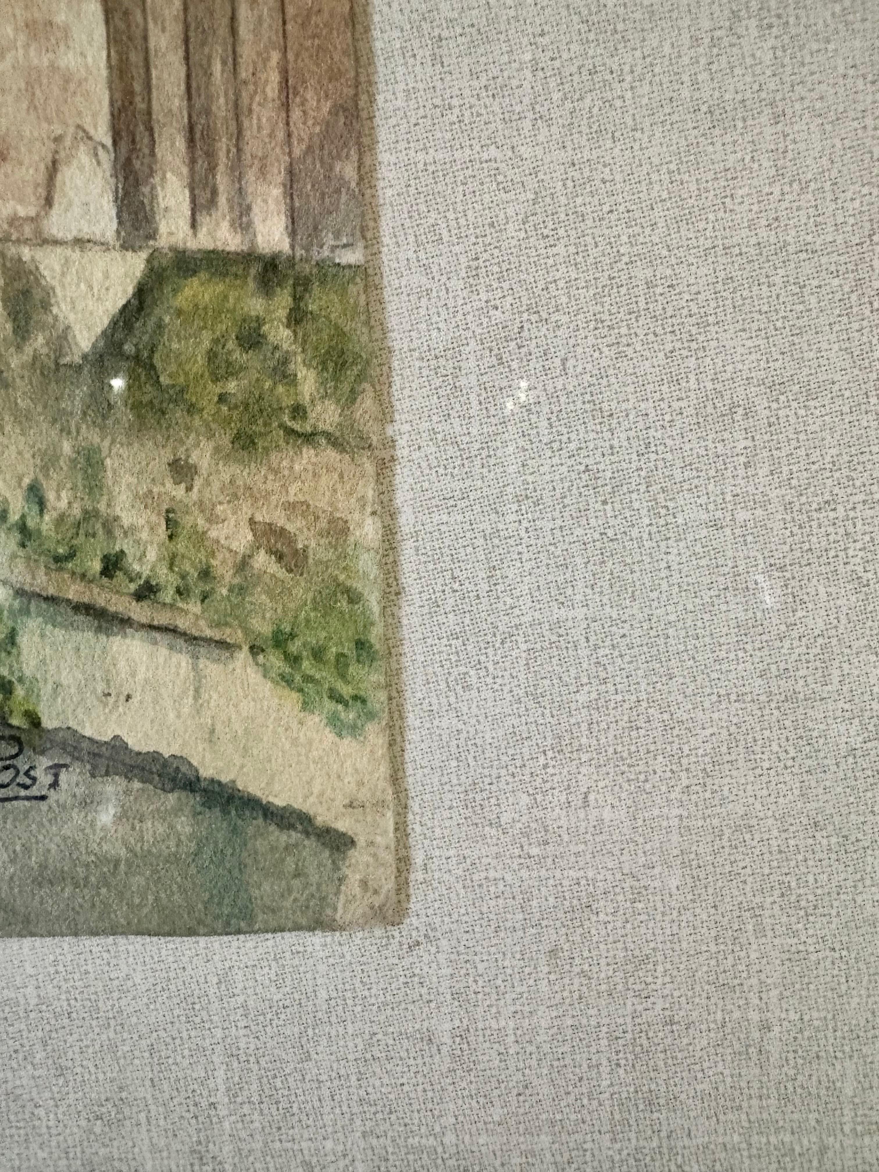 Mitte des 20. Jahrhunderts gerahmt Französisch Aquarell von St. Jean Pied De Port im Angebot 8