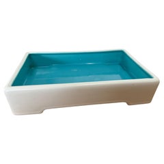 Mediados Siglo XX Cuenco Rectangular Franciscano Capistrano Dúo Tono Suiban Ikebana