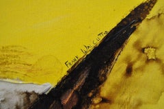Mid-20th Century Frank Walcutt Yellow and Brown Abstract Oil Painting circa 1972