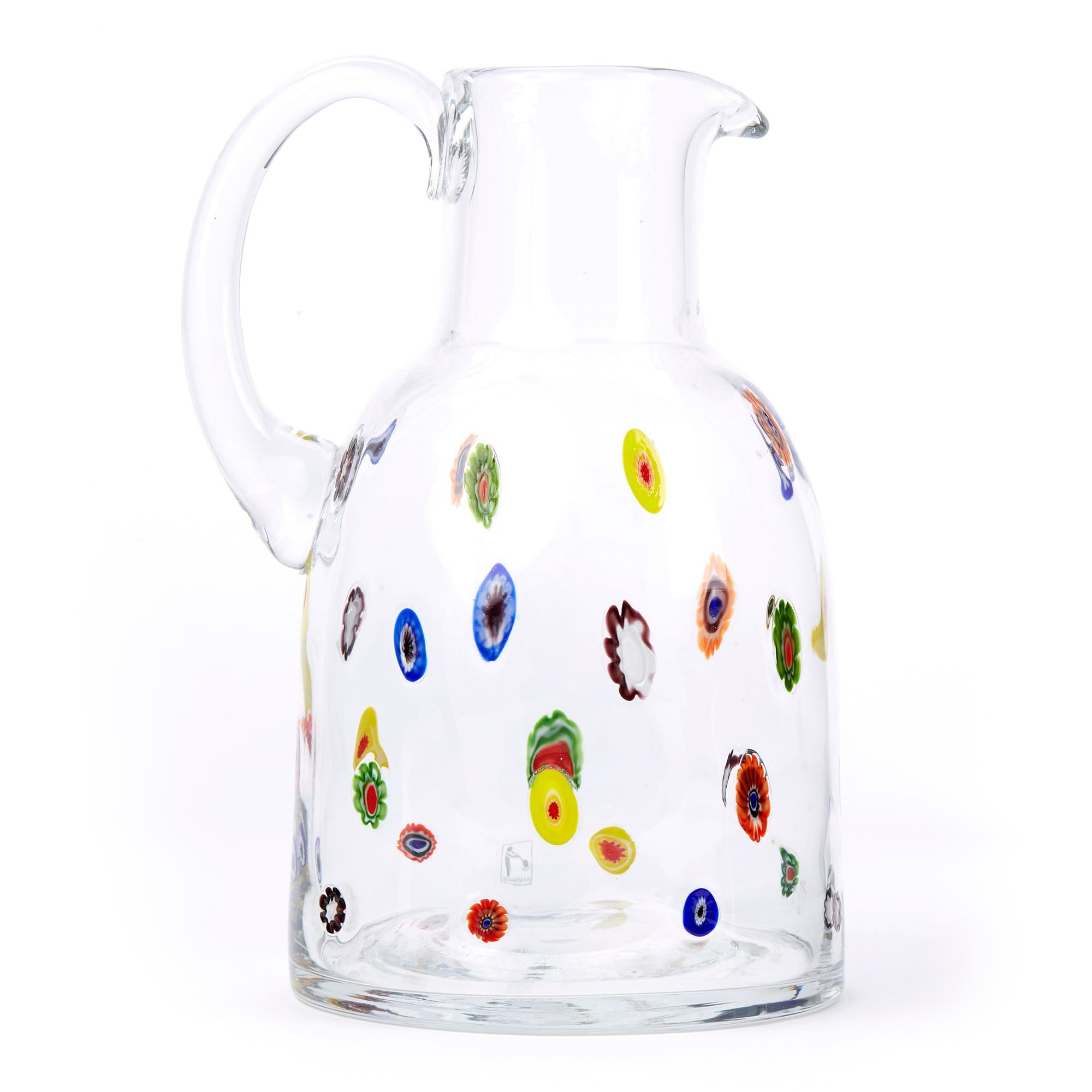 Mid-20th Century Fratelli Toso Murano Scattered Murine Glass Water Jug In Good Condition In Bishop's Stortford, Hertfordshire