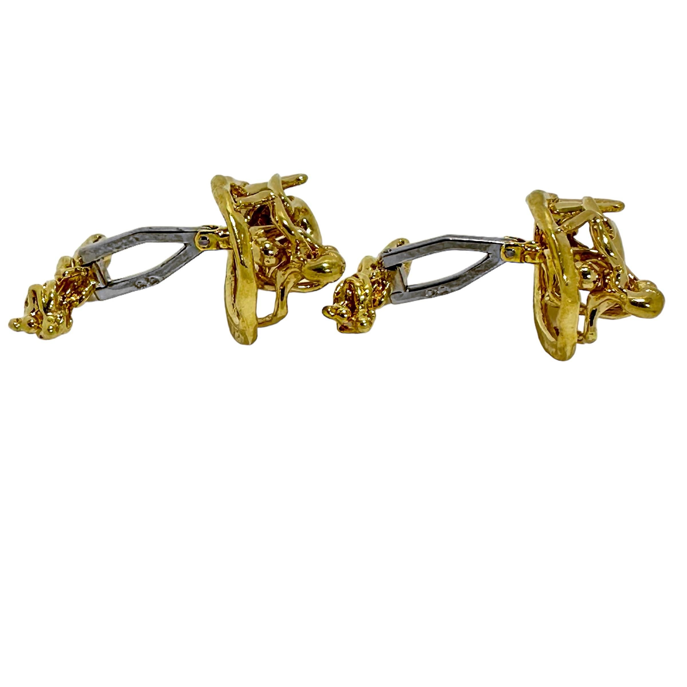 Mid-20th Century French 18k Yellow Gold Artisan Hand Crafted Erotic Cuff Links For Sale 2