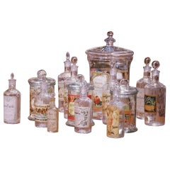 Vintage Mid-20th Century French Apothecary or Pharmacy Jars, Set of 14