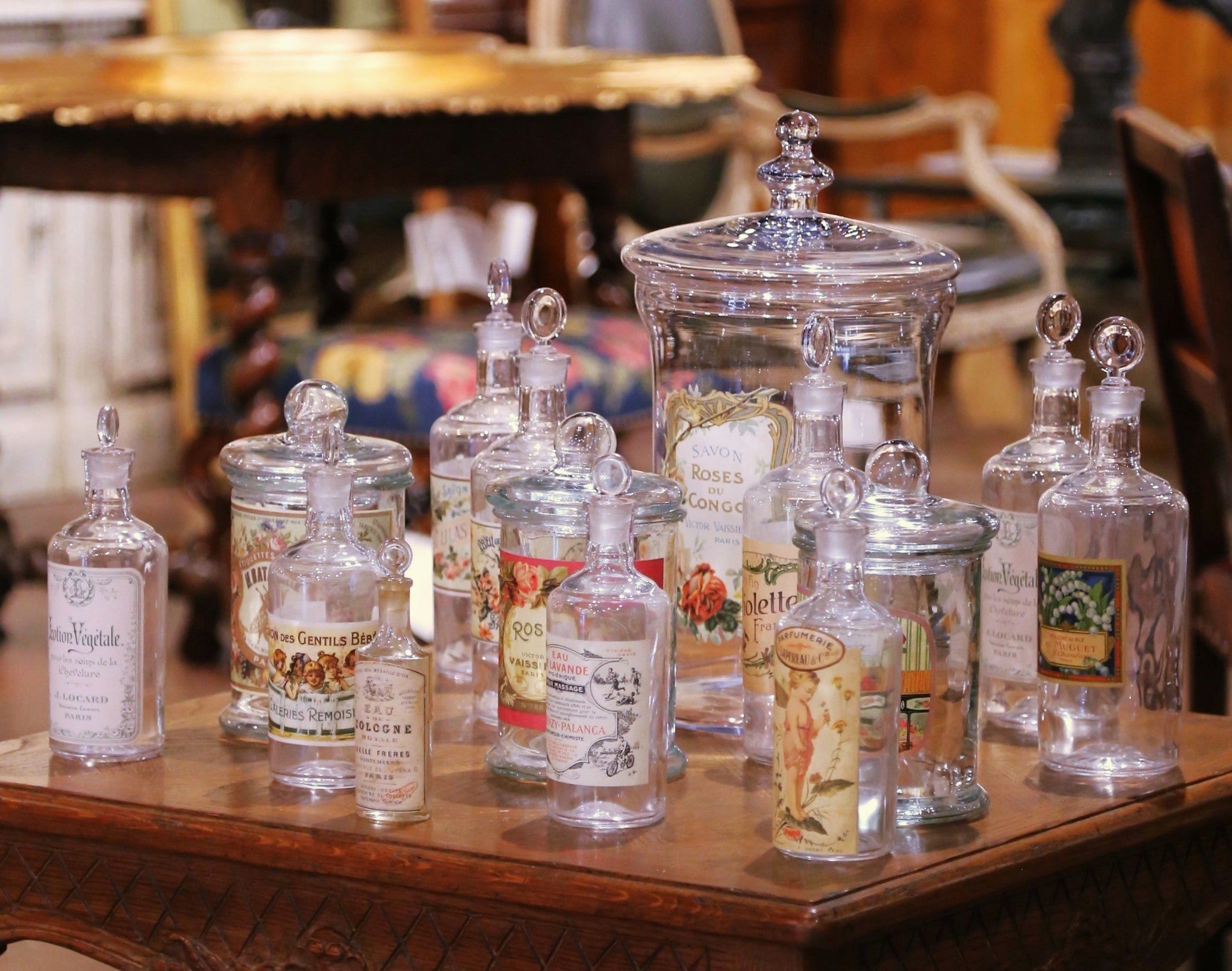 Mid-20th Century French Apothecary or Pharmacy Jars, Set of 14