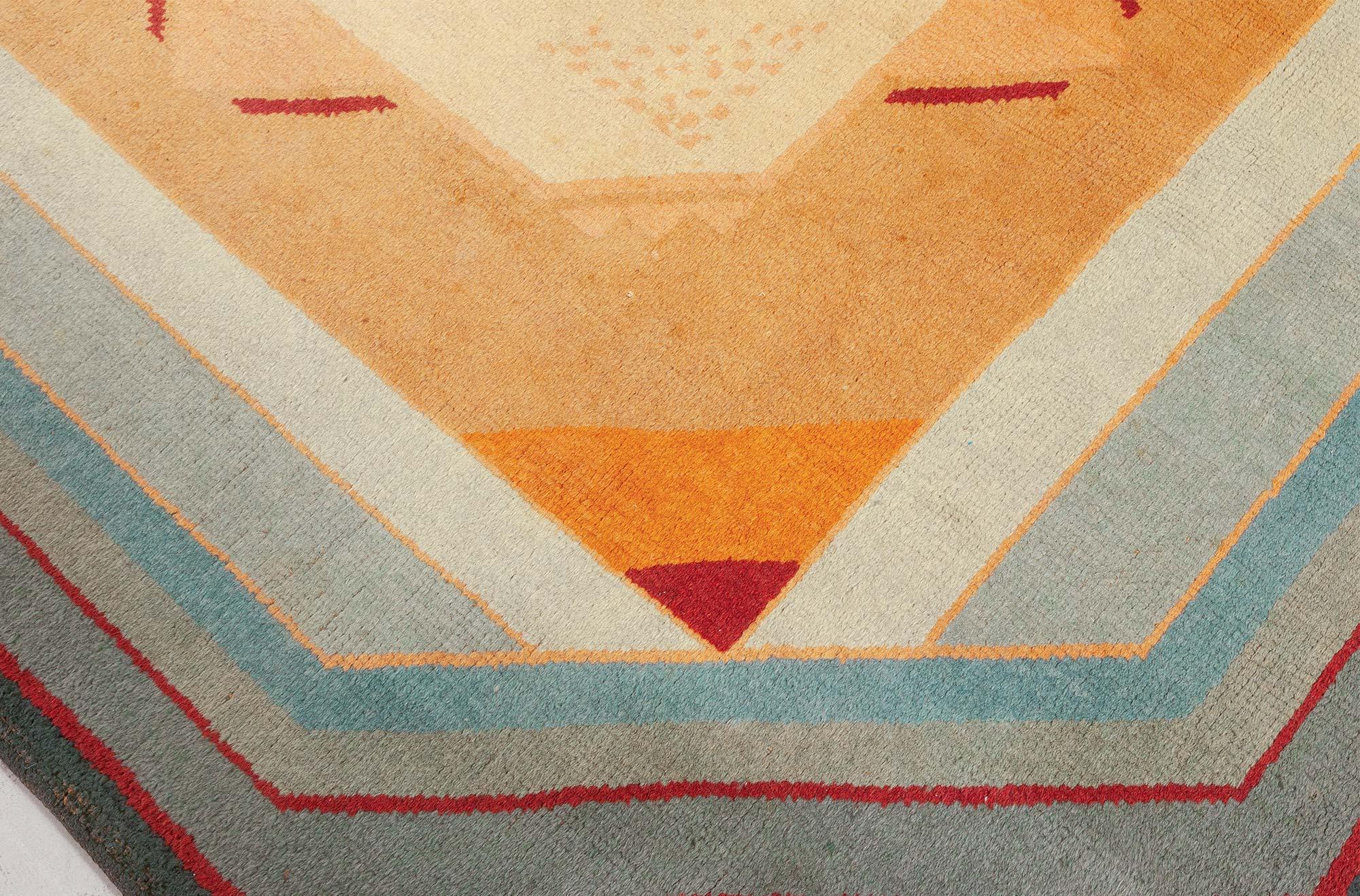 Doris Leslie Blau Mid-20th Century French Art Deco Handmade Wool Rug In Good Condition For Sale In New York, NY