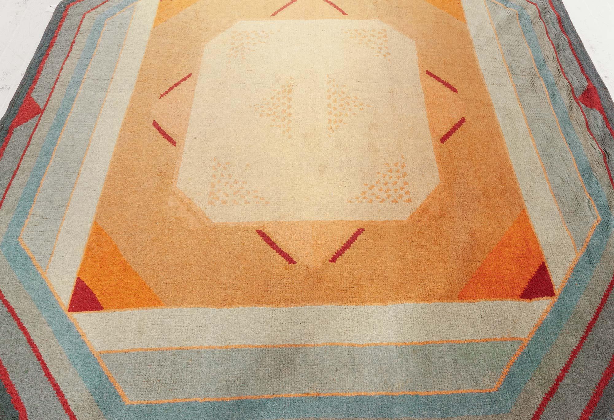 Doris Leslie Blau Mid-20th Century French Art Deco Handmade Wool Rug For Sale 4