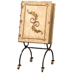 Mid-20th Century French Art Deco Leather and Iron Book Shape Liquor Bar Cabinet