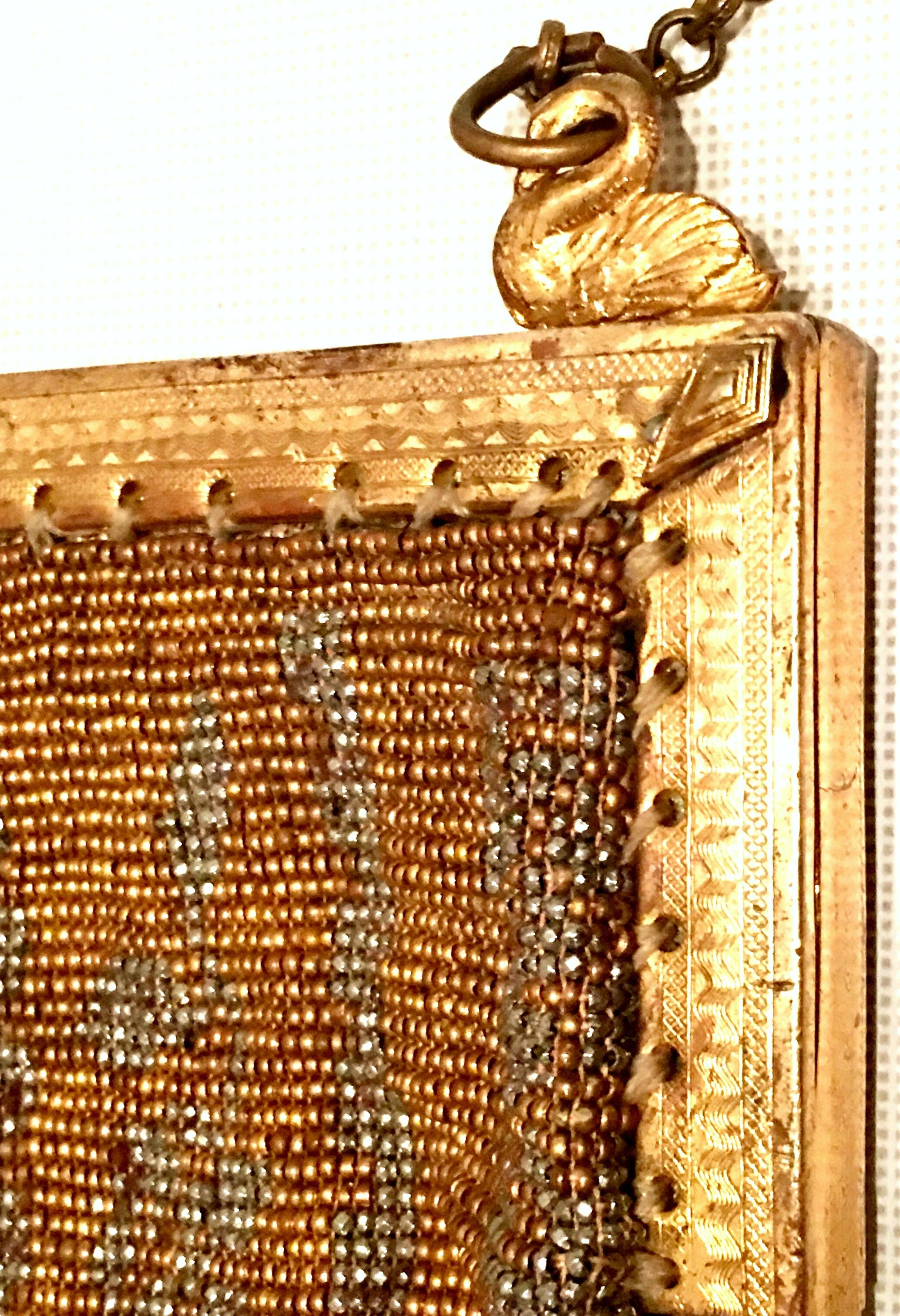 Mid-20th Century French Art Deco Micro Bead & Gold Plate Frame Evening Bag 1