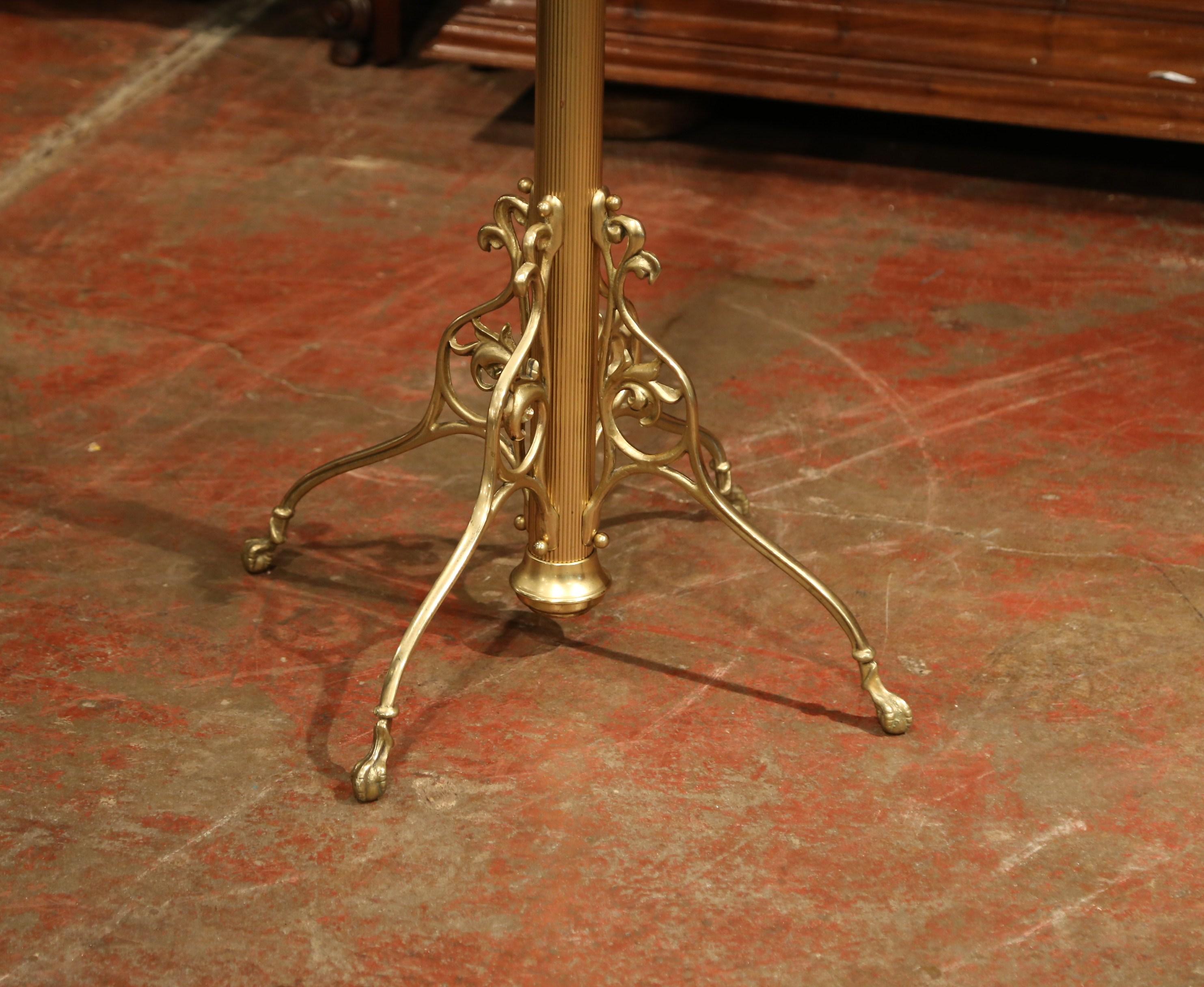 Mid-20th Century French Art Deco Ornate Brass and Marble Coat Stand 3
