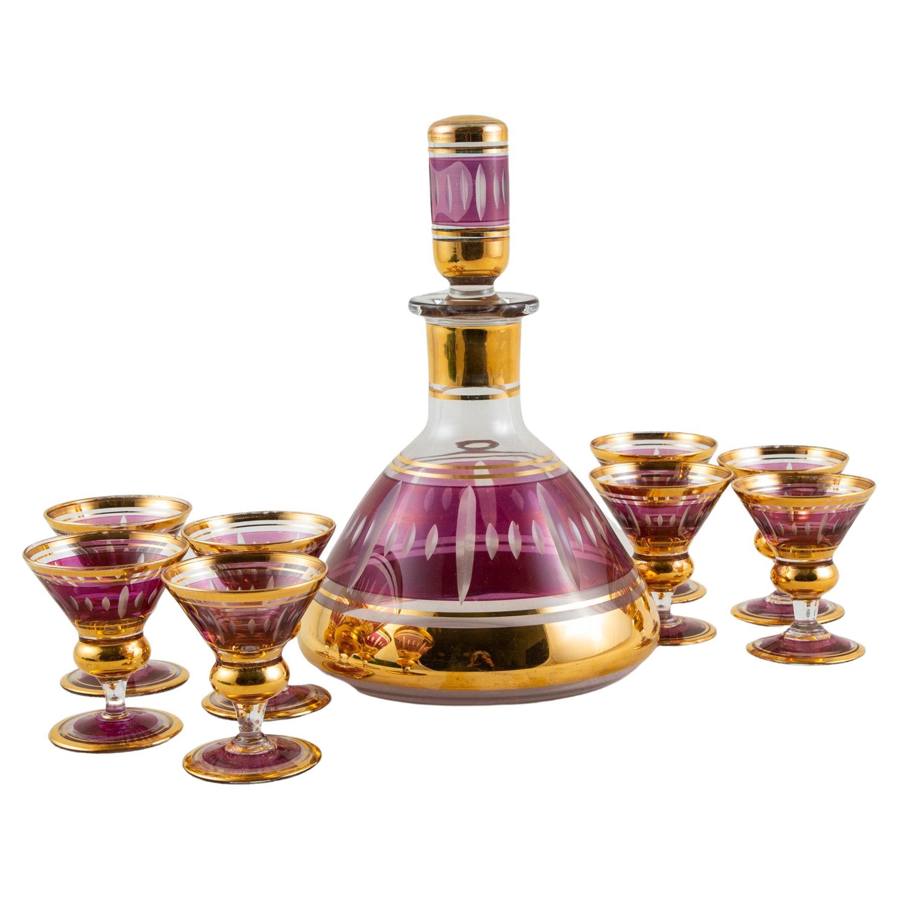 Mid-20th Century French Art Deco Period Crystal Liqueur Service