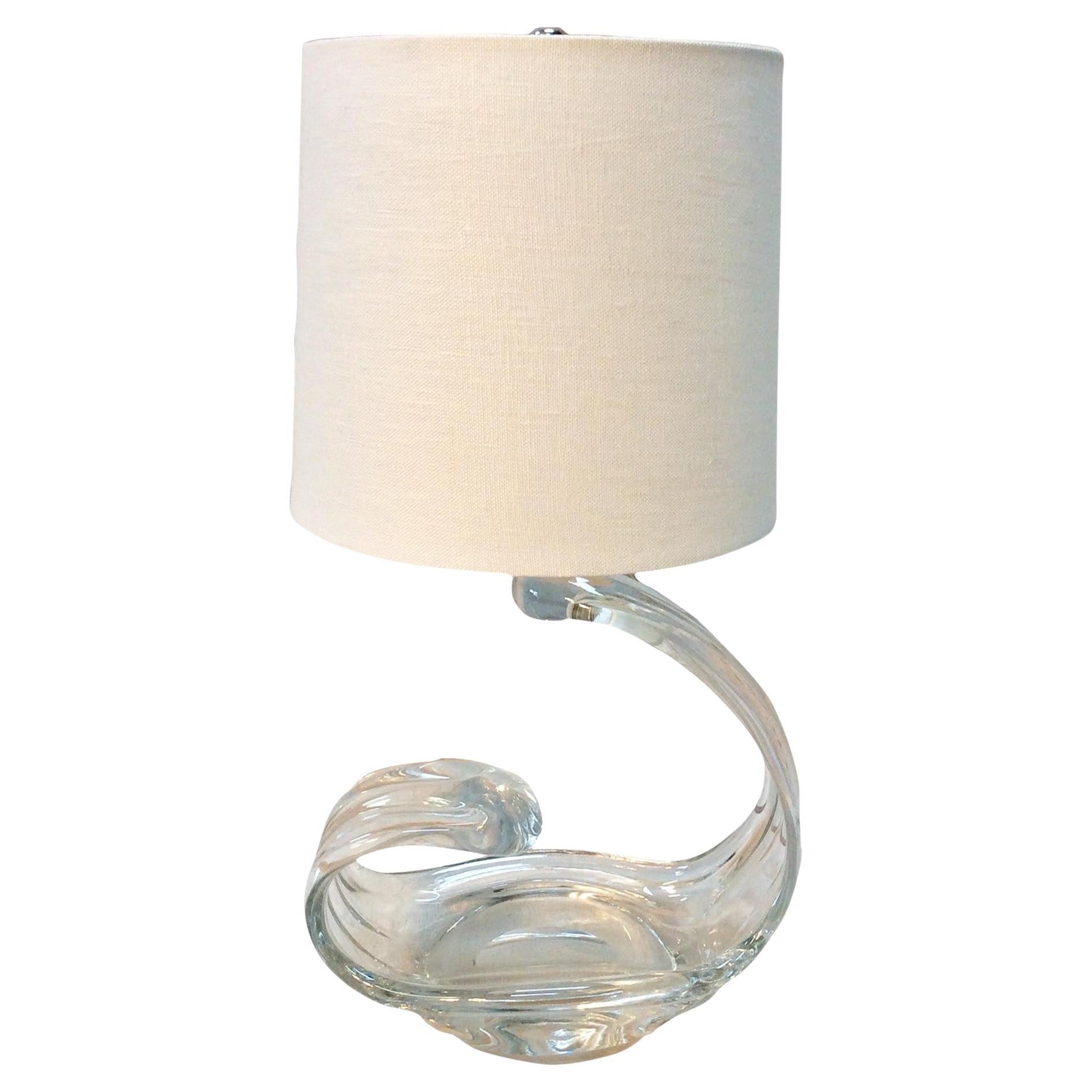 Mid-20th Century French Art Glass Table Lamp For Sale