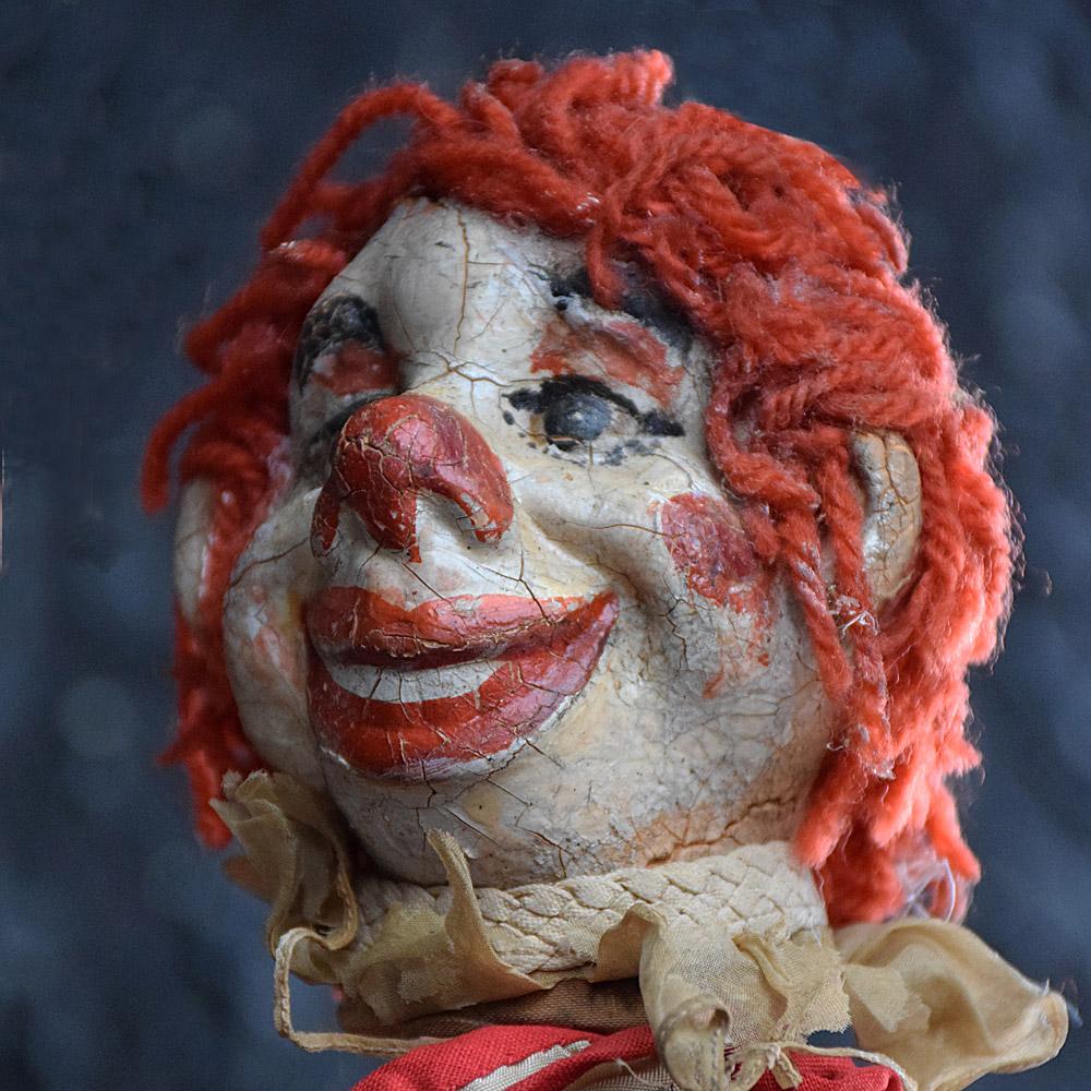 Silk Mid-20th Century French Articulated Clown Marquette