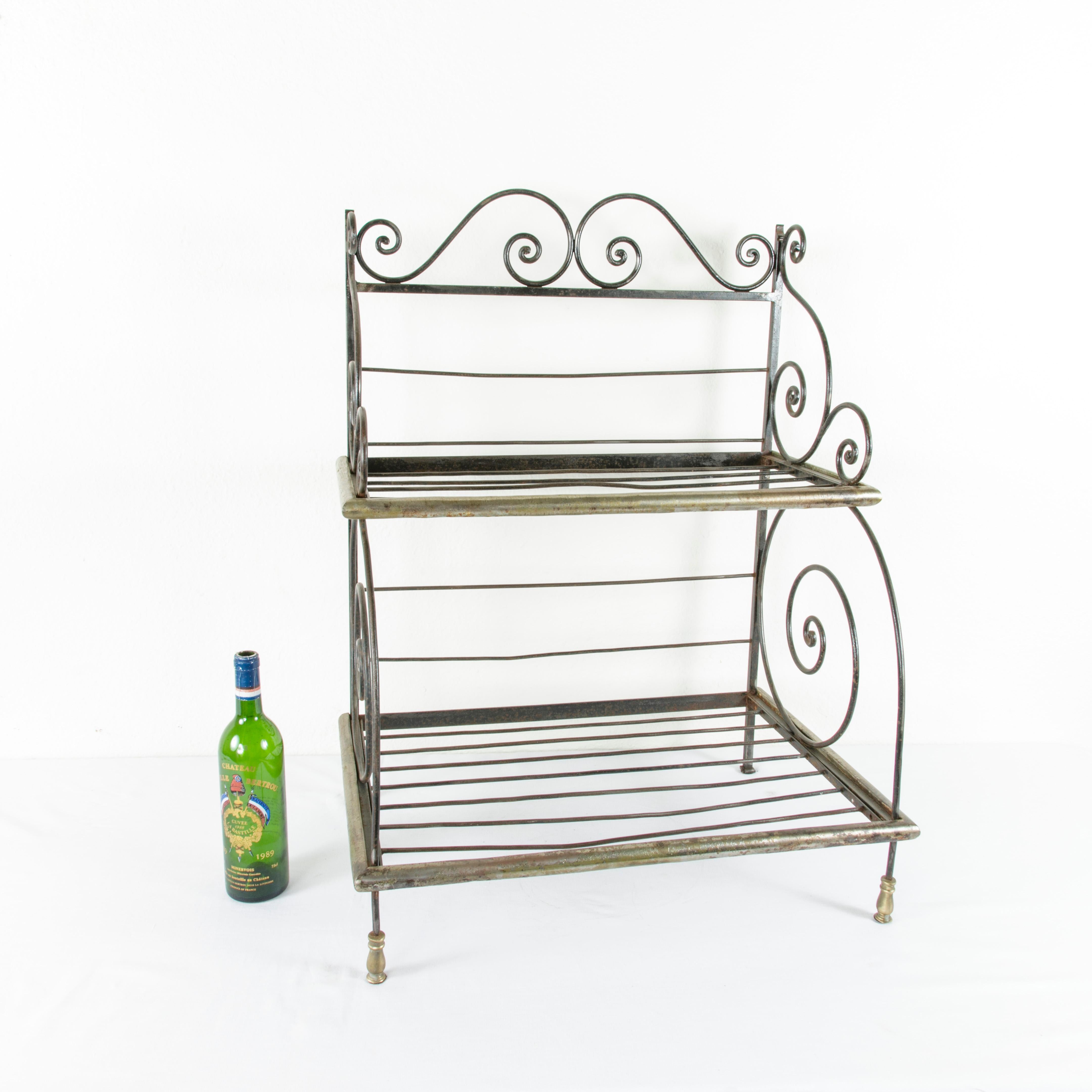Mid-20th Century French Artisan Made Counter Top Iron and Brass Baker's Rack 2