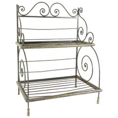 Vintage Mid-20th Century French Artisan Made Counter Top Iron and Brass Baker's Rack