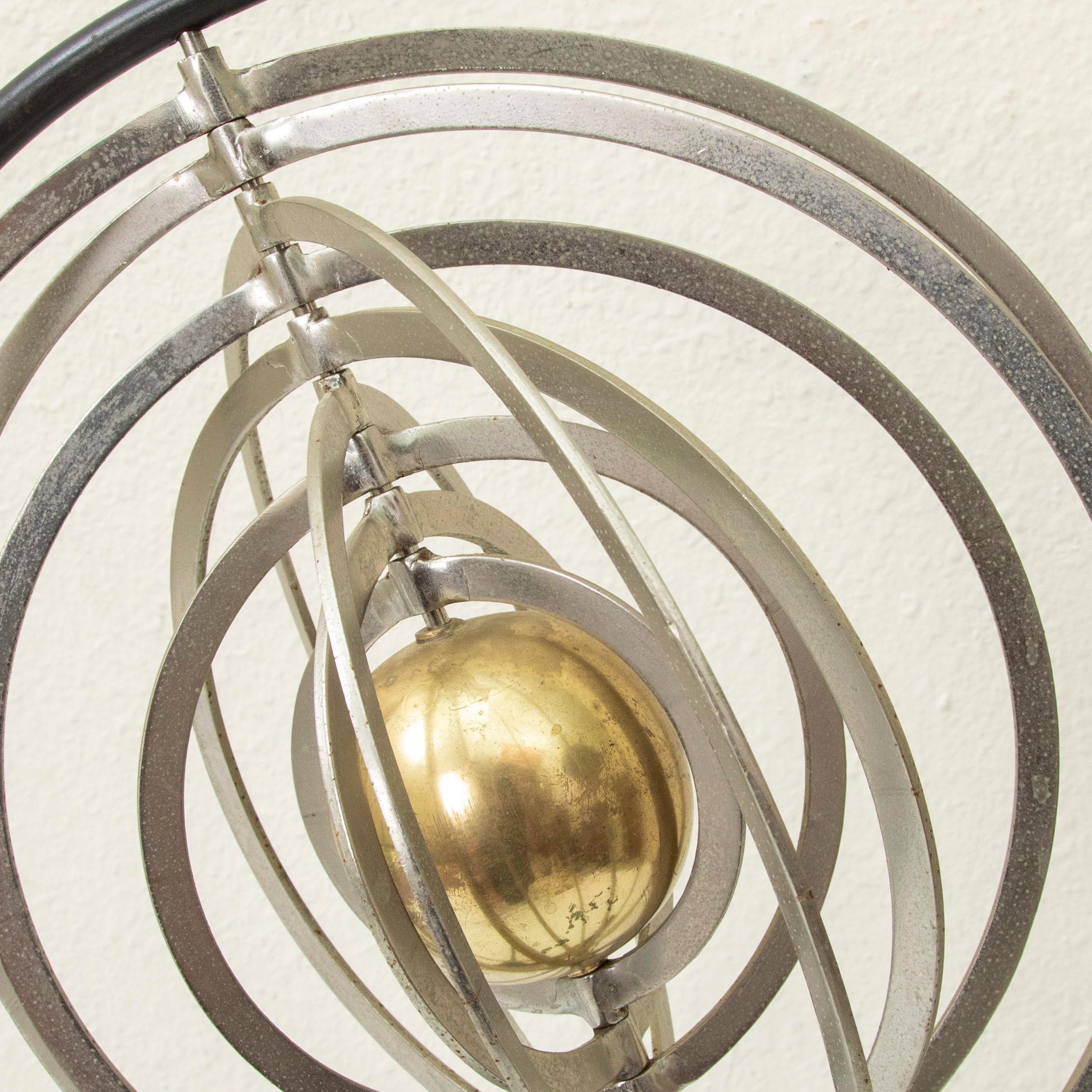 Mid-20th Century French Artistan-Made Brass and Steel Astrolabe on Iron Base 7