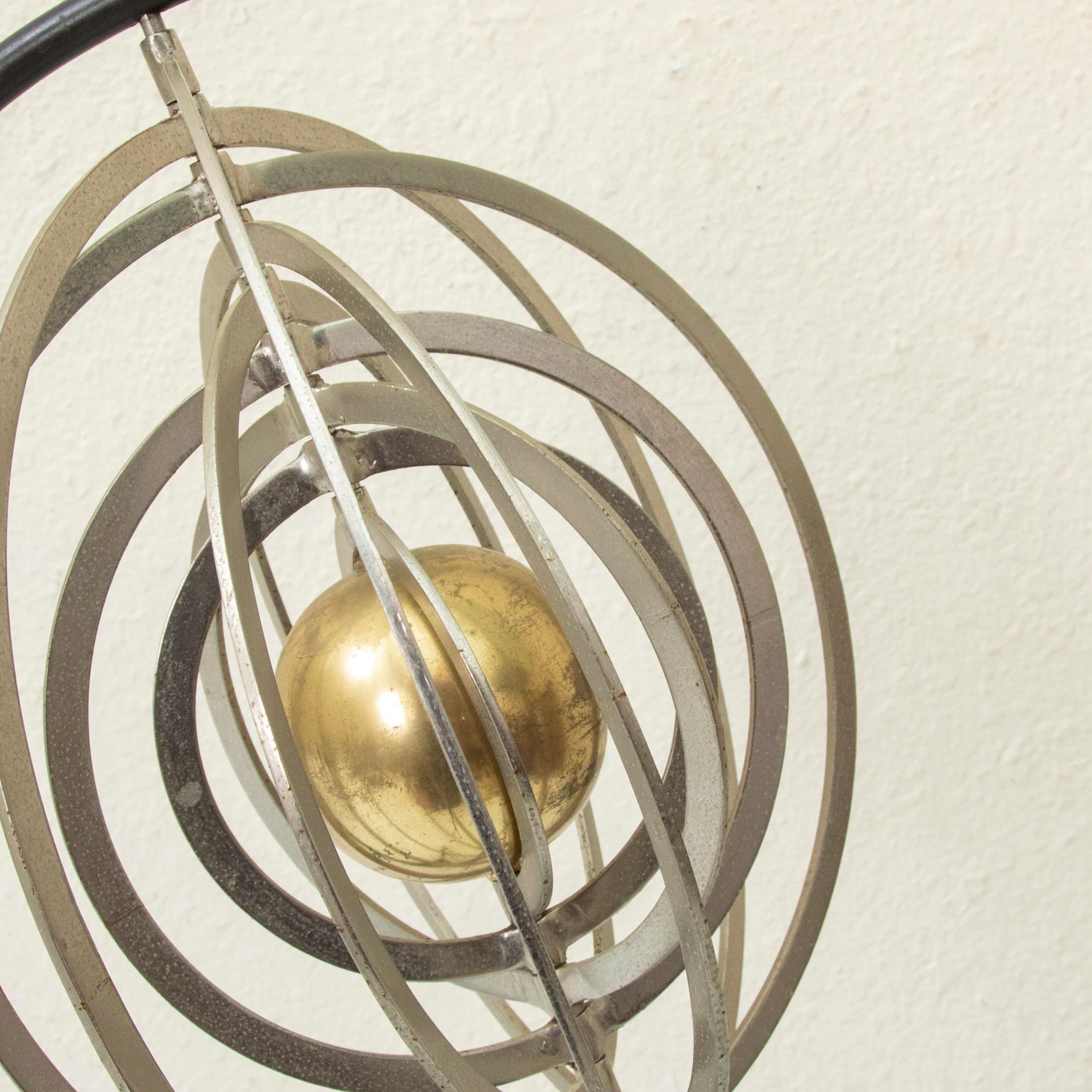 Mid-20th Century French Artistan-Made Brass and Steel Astrolabe on Iron Base 6